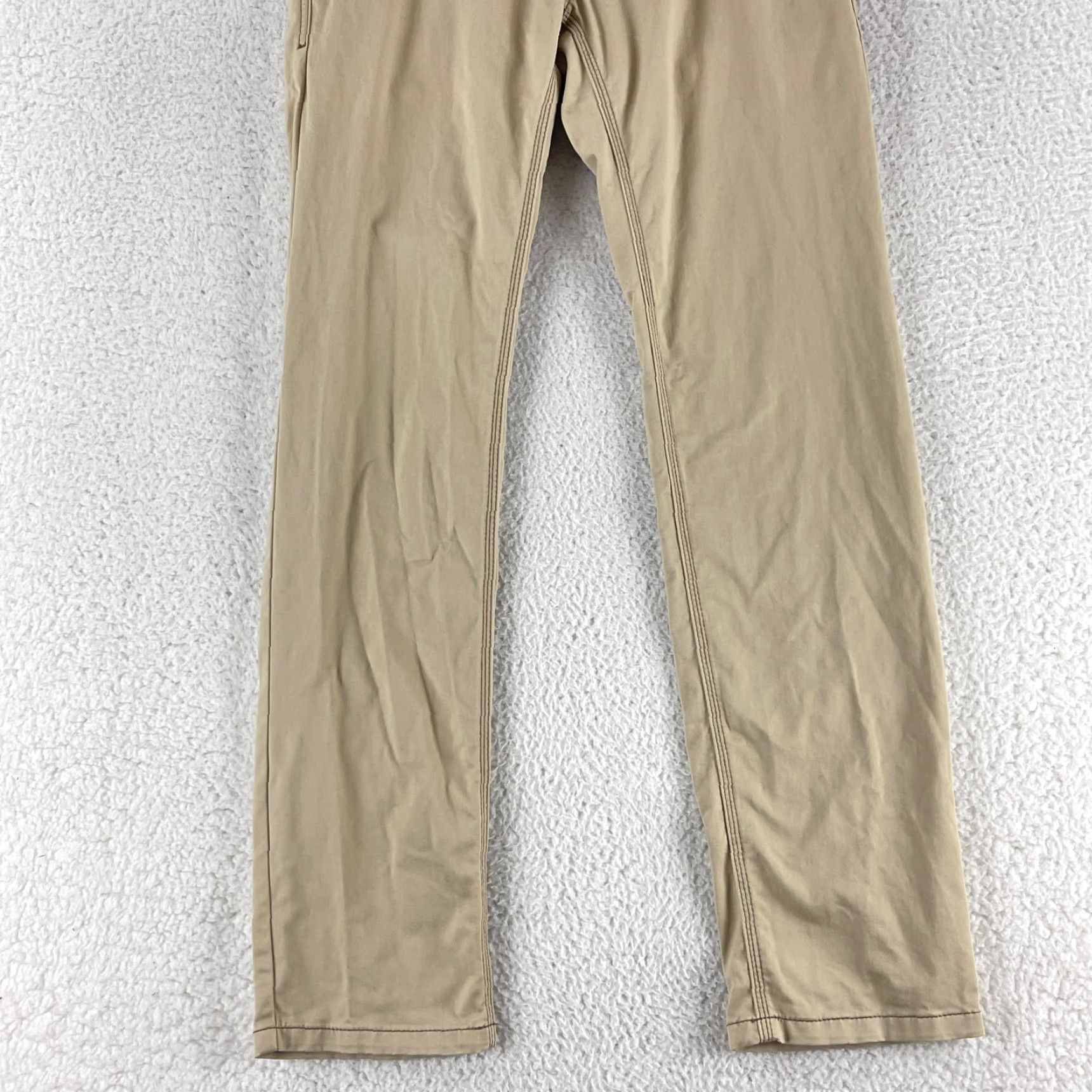 Vintage XXX Rude Beige Khaki Chino Skinny Pants Mens Casual Work Wear 30x32 Regular Flat Front Button Zip 10204 Size US 30 / EU 46 - 3 Thumbnail