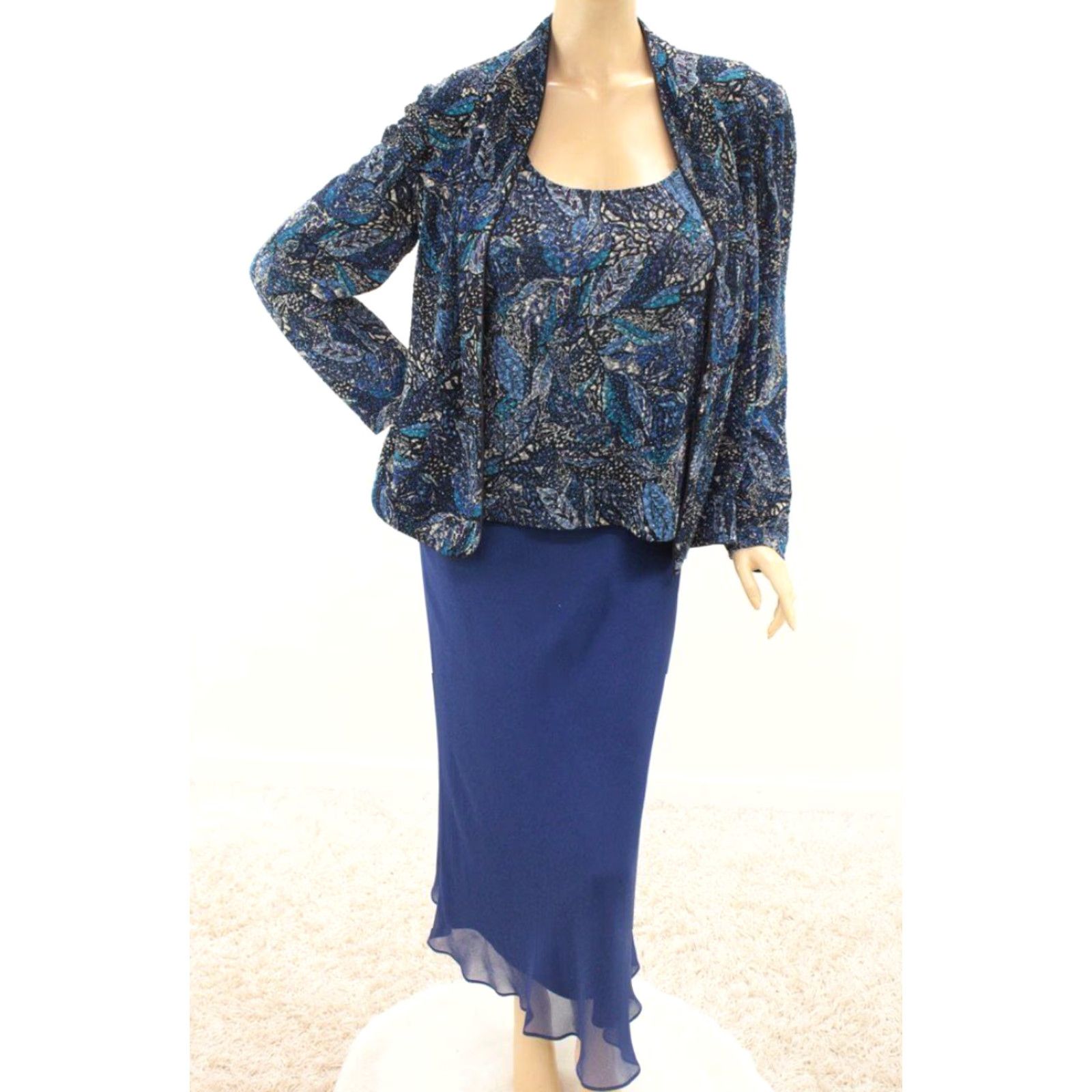 Alex Evenings VINTAGE Alex Evenings Skirt Suit Women's XL Blue Old Money Classic Glitter Sparkle Size 40" / US 18 - 2 Thumbnail