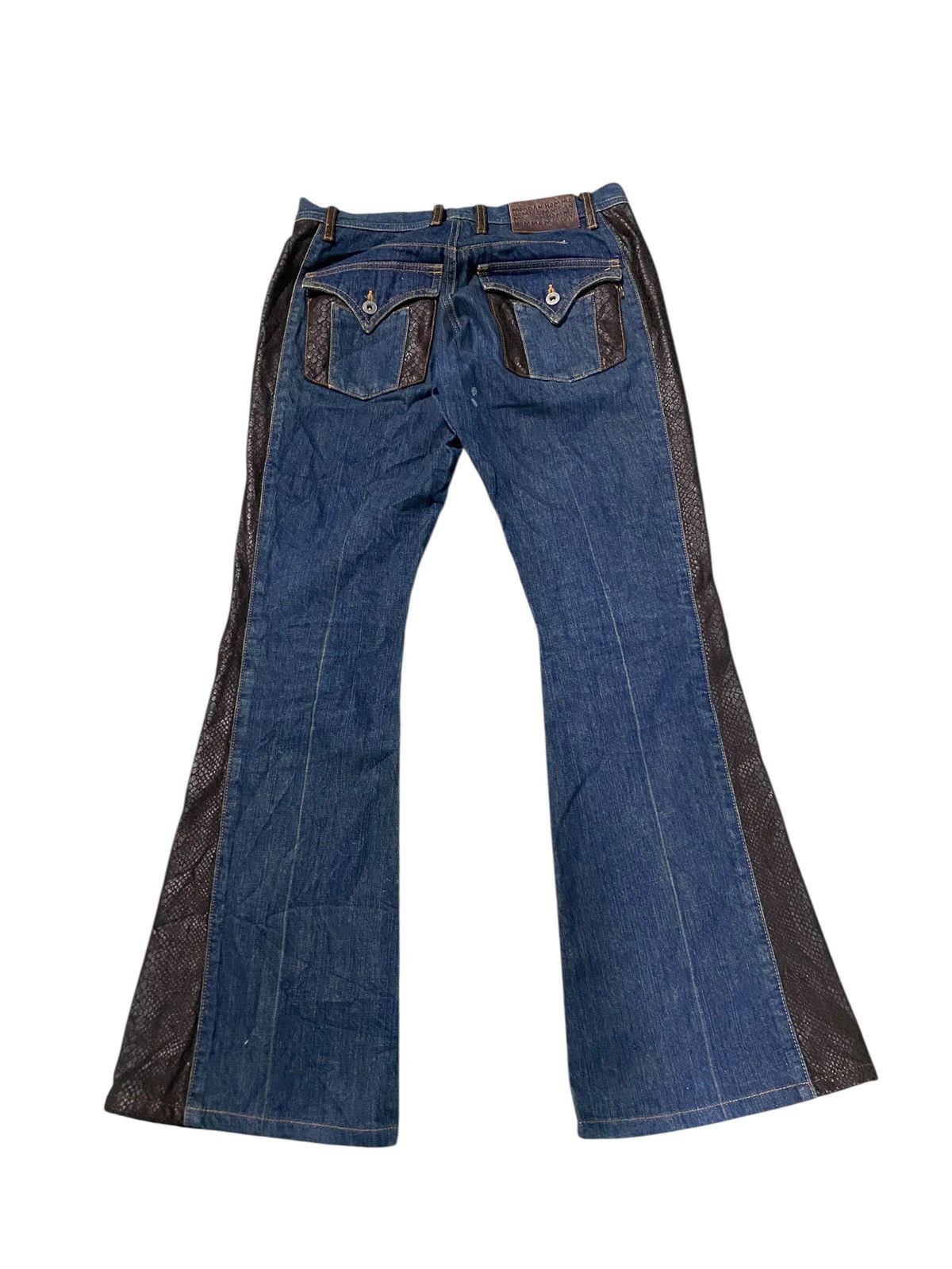 Morgan Homme Morgan Homme Denim Jeans snake Leather Biker Flare Bootcut Size US 32 / EU 48 - 1 Thumbnail