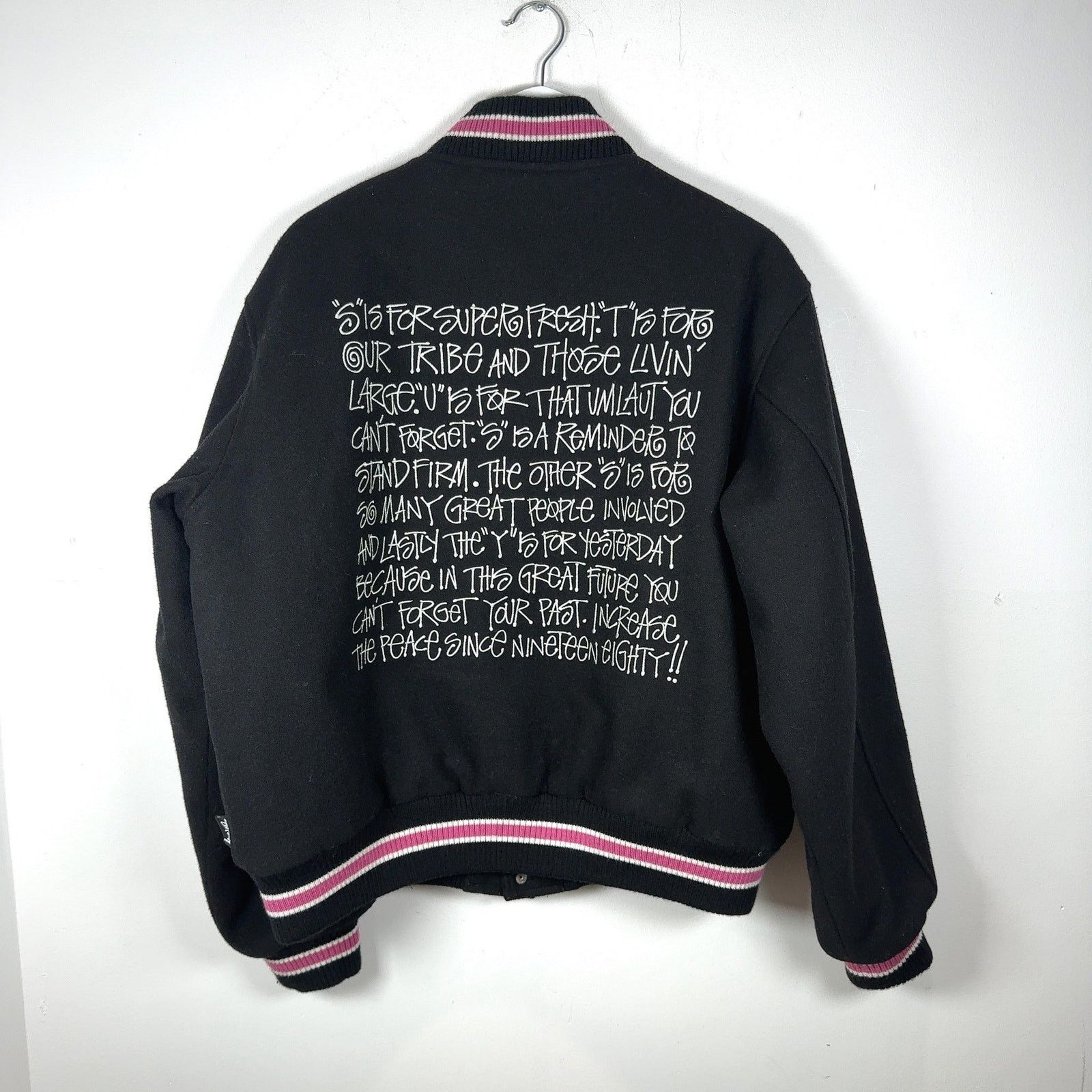 Stussy Stussy 'Talk Melton' Striped Varsity Jacket Size US M / EU 48-50 / 2 - 5 Thumbnail