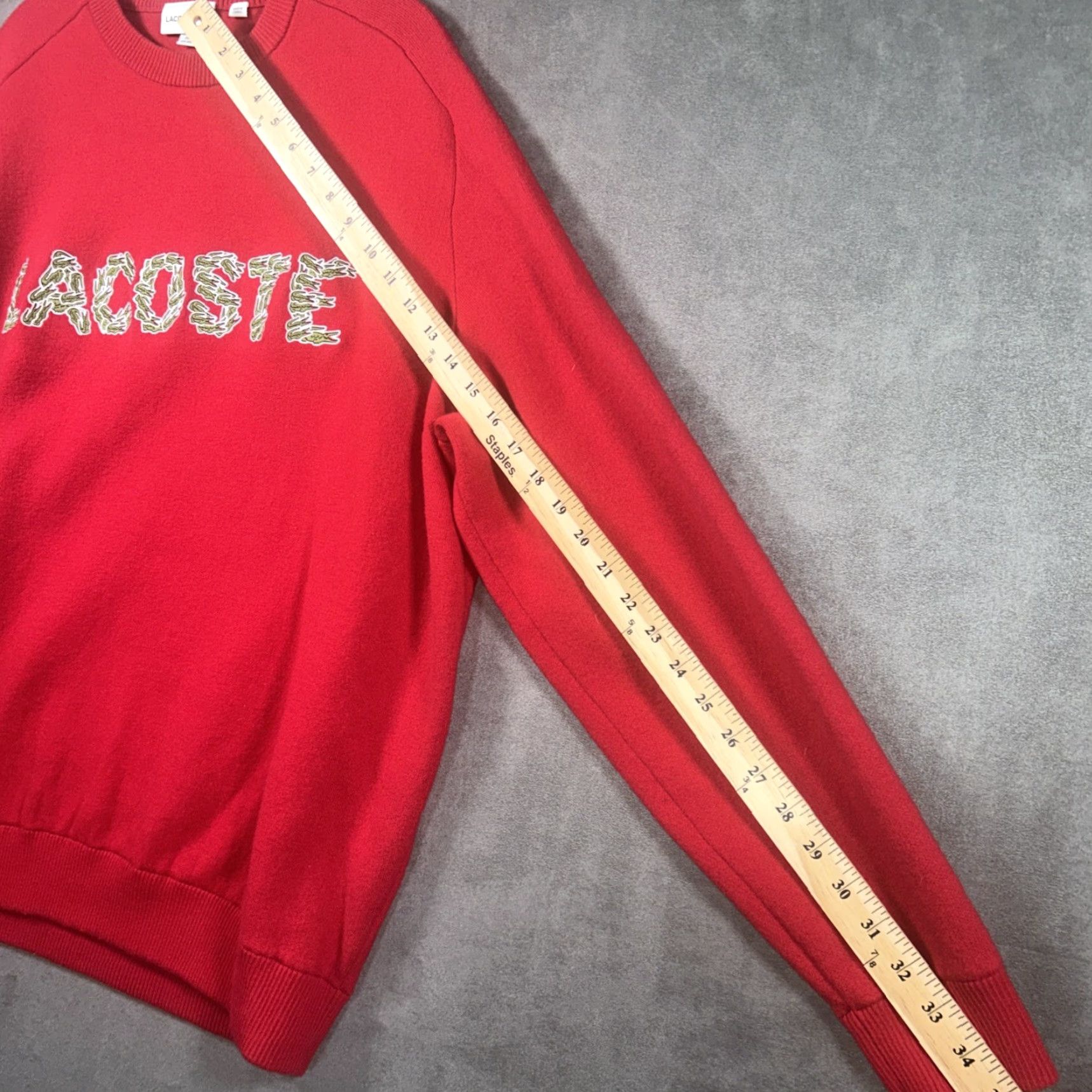 Lacoste VINTAGE Lacoste Sweatshirt Alligator Spellout Mens Red Sweater Pullover FR 9 4XL Size US XXL / EU 58 / 5 - 6 Thumbnail
