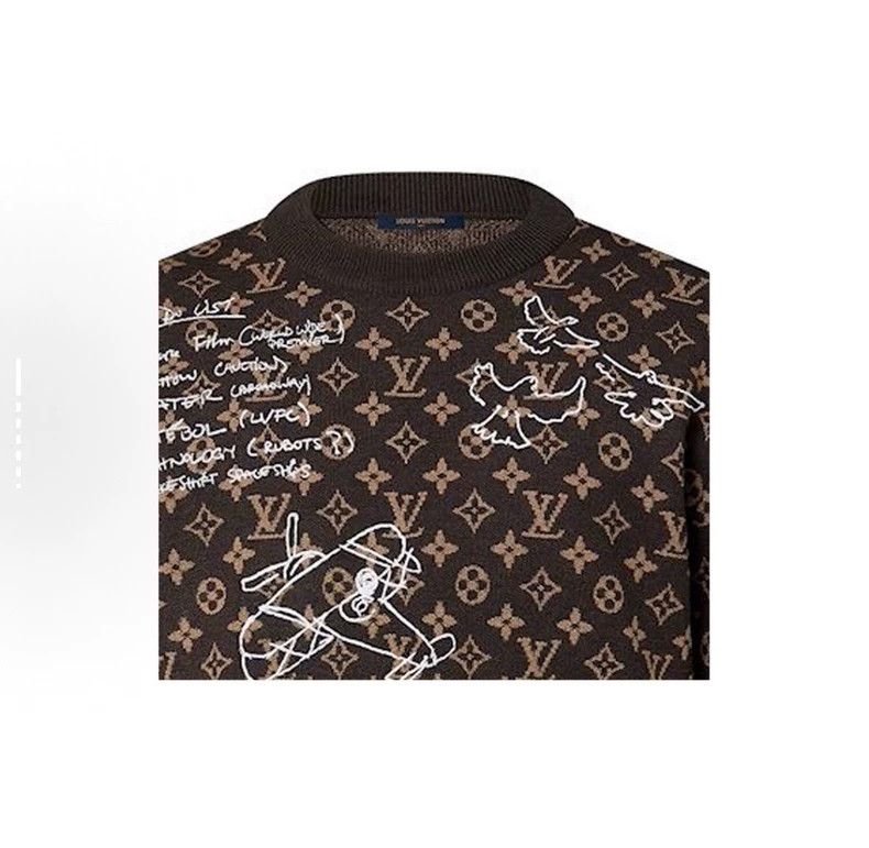Louis Vuitton Louis Vuitton FW23 Logo monogrammed scribbled crewneck lon Size US L / EU 52-54 / 3 - 3 Thumbnail