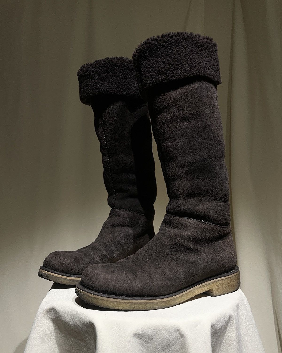 Hermes HERMES by Martin Margiela - Crepe Sole Shearing Long Boots Size US 7 / IT 37 - 1 Thumbnail