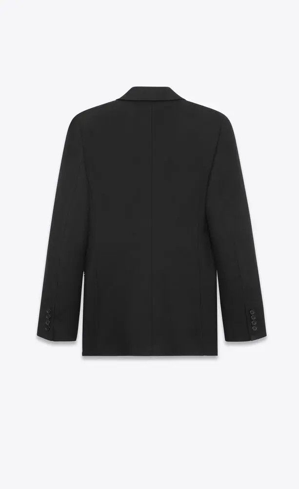 Saint Laurent Paris o1bcso1str1124 Jacket in Striped Wool Gabardine in Black Size US XS / EU 42 / 0 - 2 Thumbnail