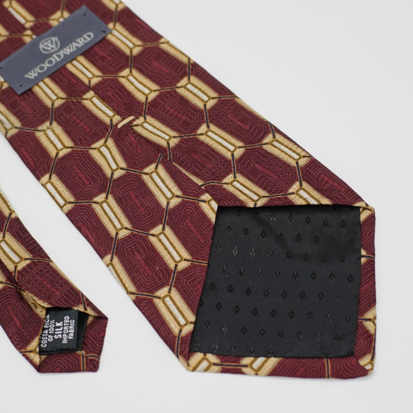 Woodward Woodward Red Yellow Geometric Print Short Wide Silk Tie Size ONE SIZE - 5 Thumbnail