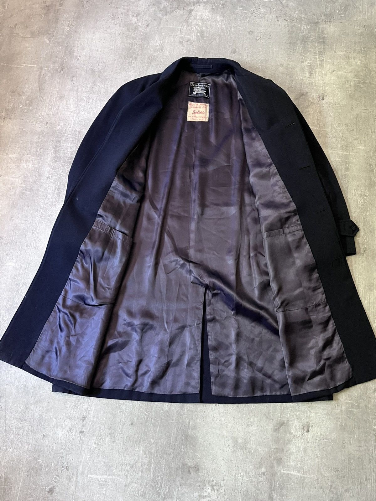 Burberry Burberrys Vintage Wool Long Coat Navy 90s Size US L / EU 52-54 / 3 - 9 Thumbnail