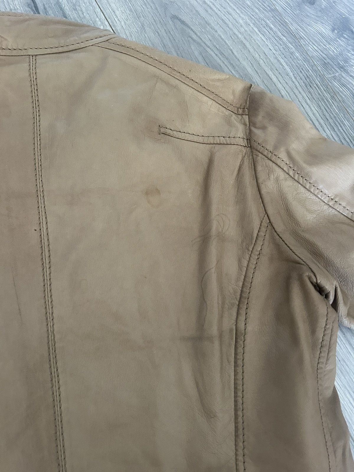 Dirk Bikkembergs Beige Leather Moto Jacket Size US M / EU 48-50 / 2 - 22 Thumbnail