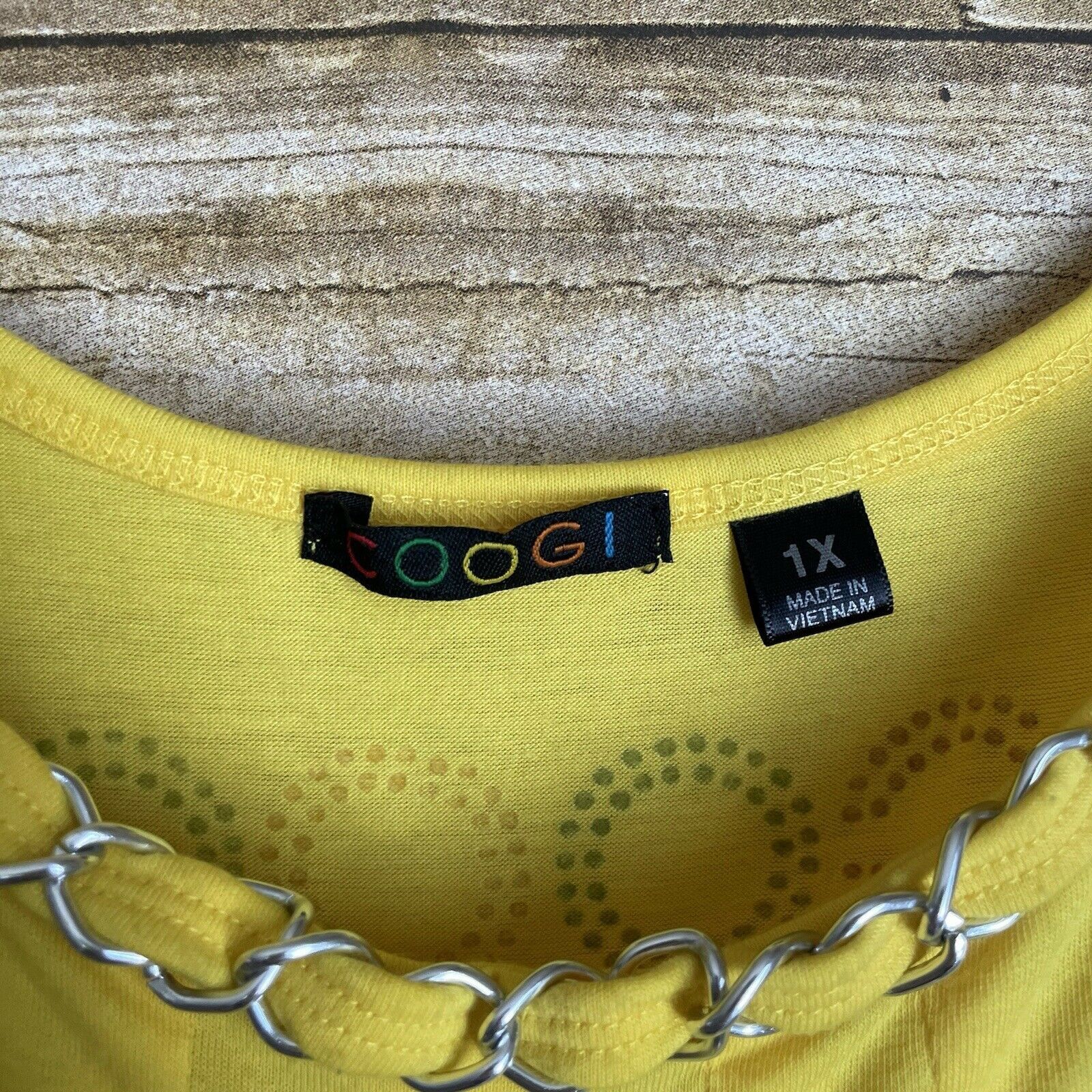 Coogi Coogi Bright Yellow Sundress Ruffle & Chain Accent - Size 1X Size XL / US 12-14 / IT 48-50 - 2 Thumbnail