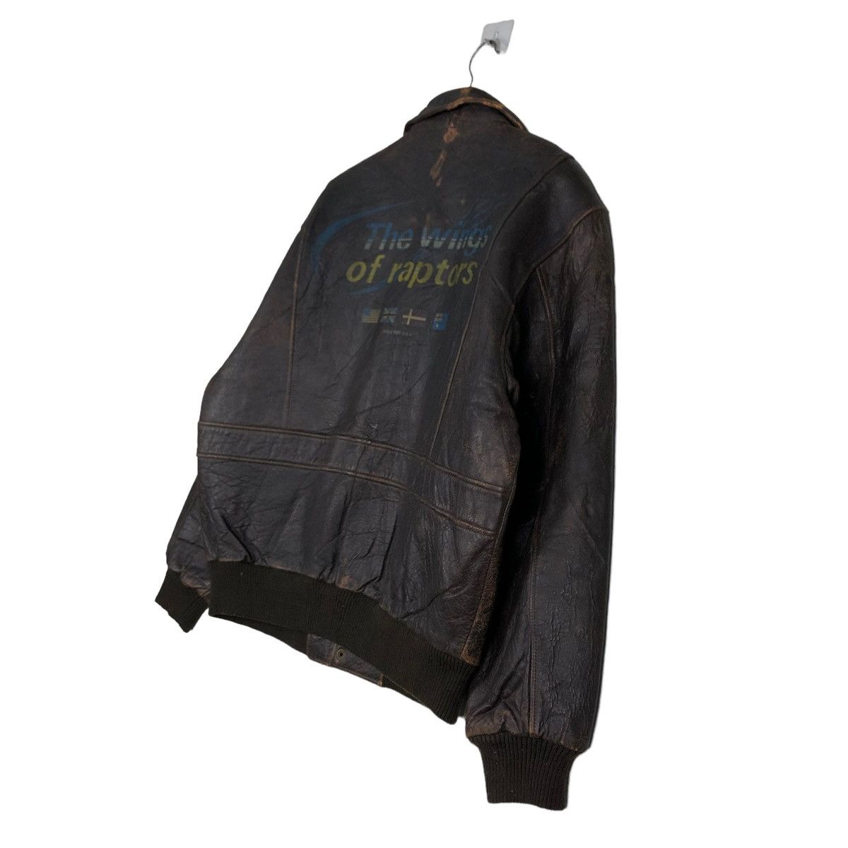 Vintage 🔥VINTAGE FLY GENUINE LEATHER JACKET BUGLE BIG LOGO Size US L / EU 52-54 / 3 - 12 Thumbnail