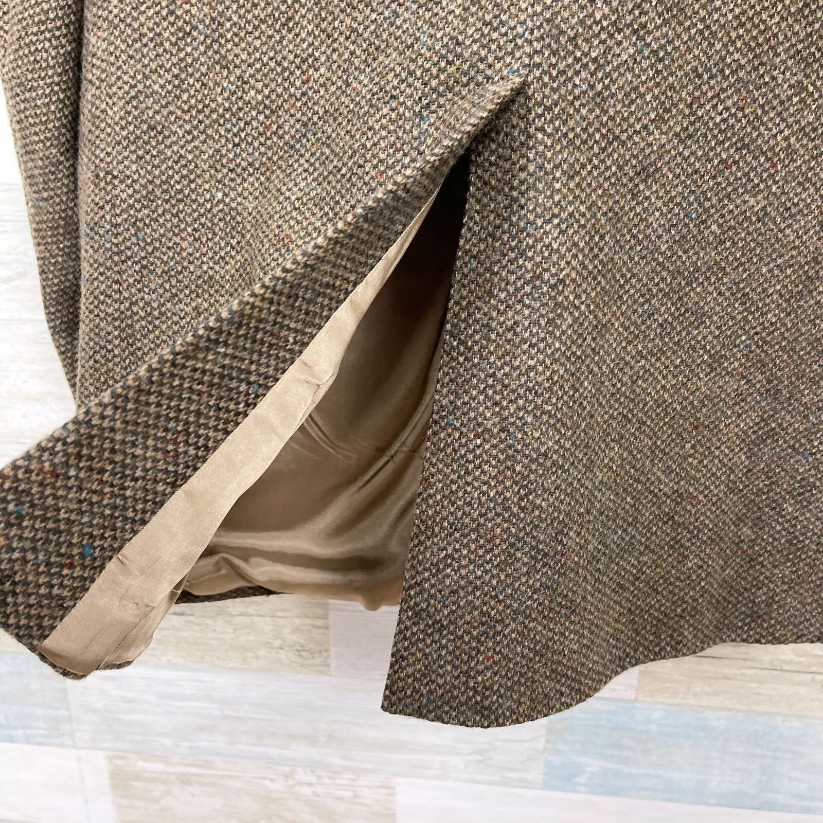 Lands' End Lands End Tweed Sport Coat Brown Lambswool Wool Mens 43L Size 40L - 7 Thumbnail