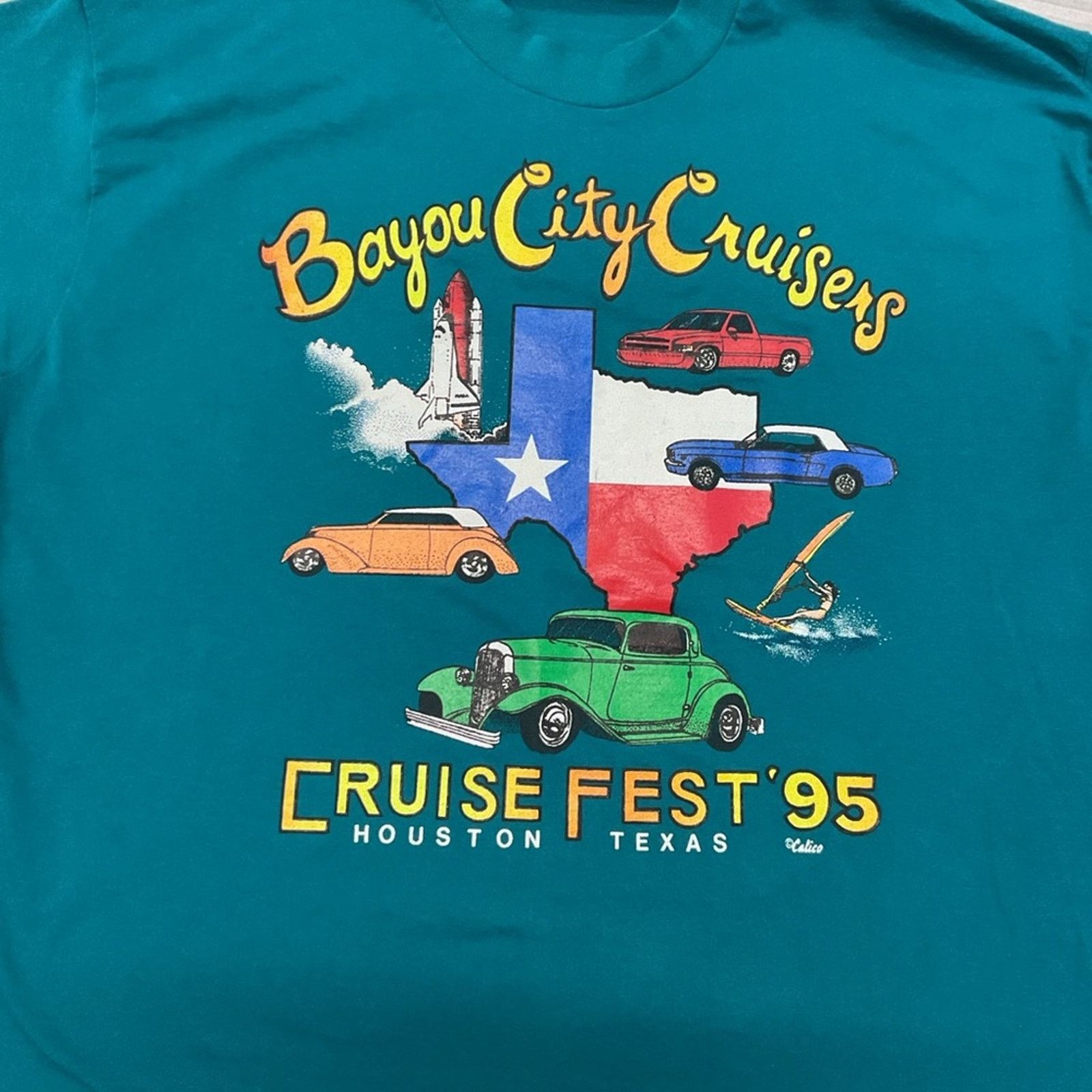 Fruit Of The Loom Vintage 90s Bayou City Cruisers T-Shirt Size US XL / EU 56 / 4 - 4 Thumbnail