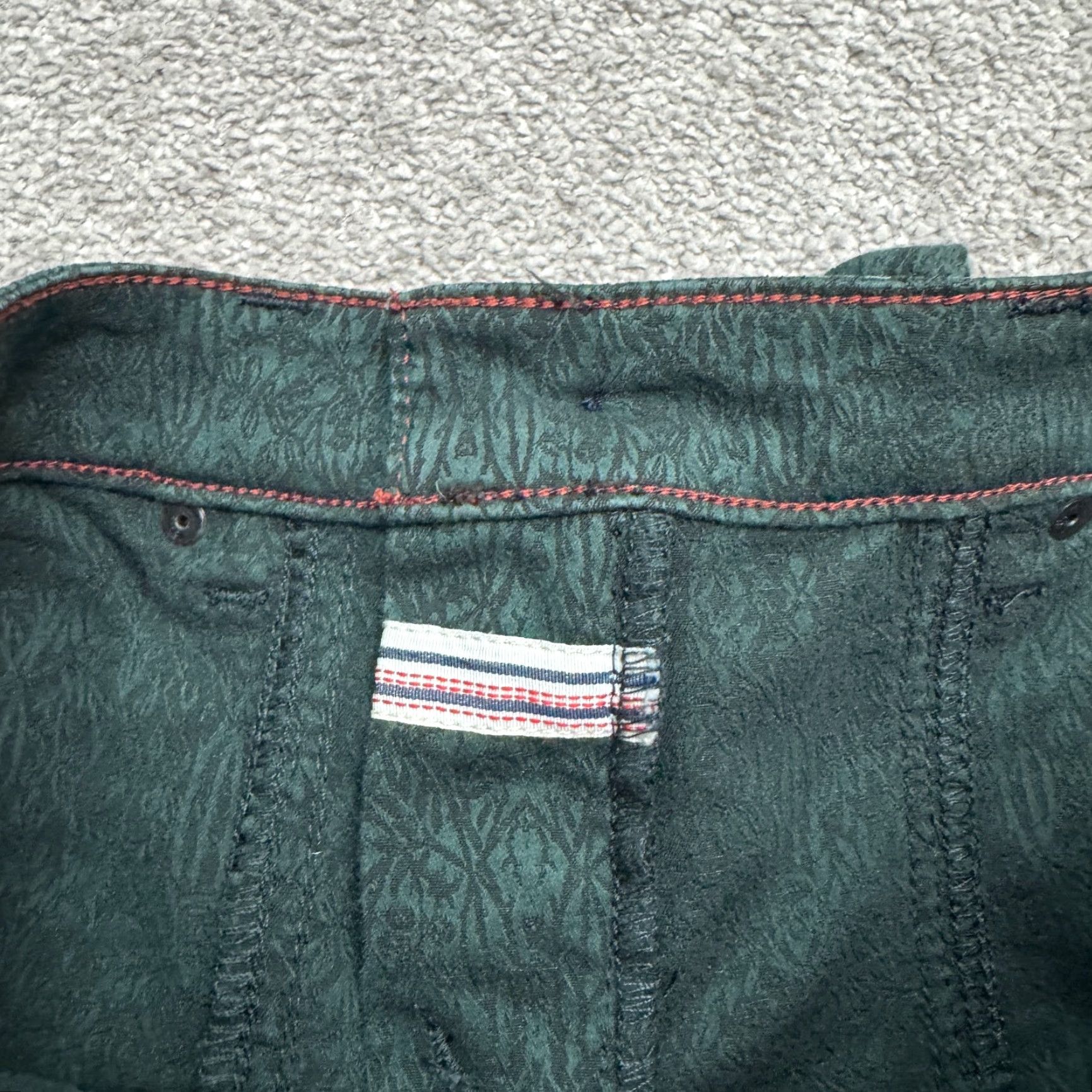 Vintage Pilcro And The Letter Press Jacquard Ankle Zip Denim Jeans Womens 26 Green 28x28 Size 26" / US 2 / IT 38 - 6 Thumbnail