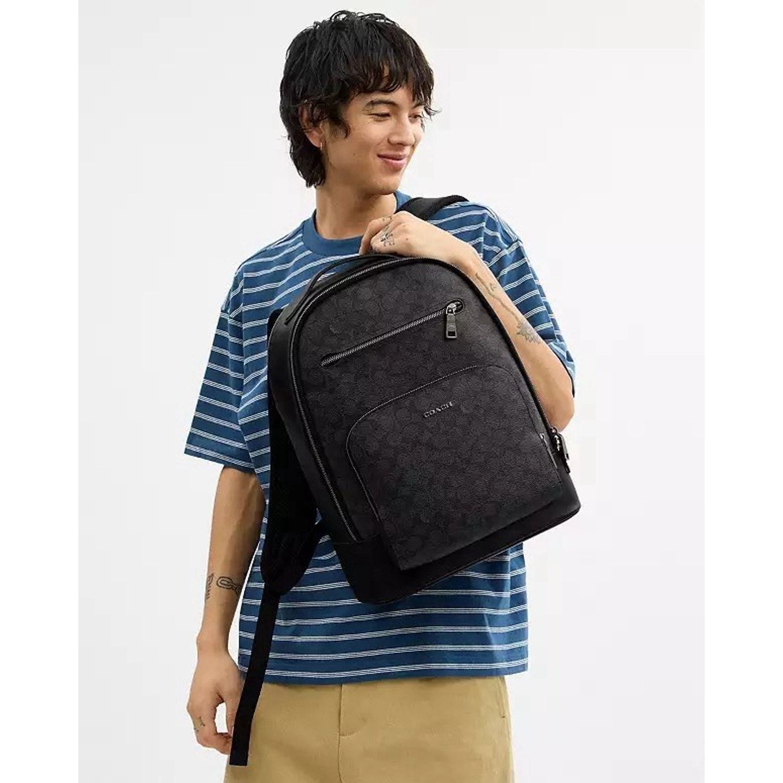 Coach NWT Coach Men’s Ethan Backpack Canvas Charcoal/Black CV919 Size ONE SIZE - 7 Thumbnail