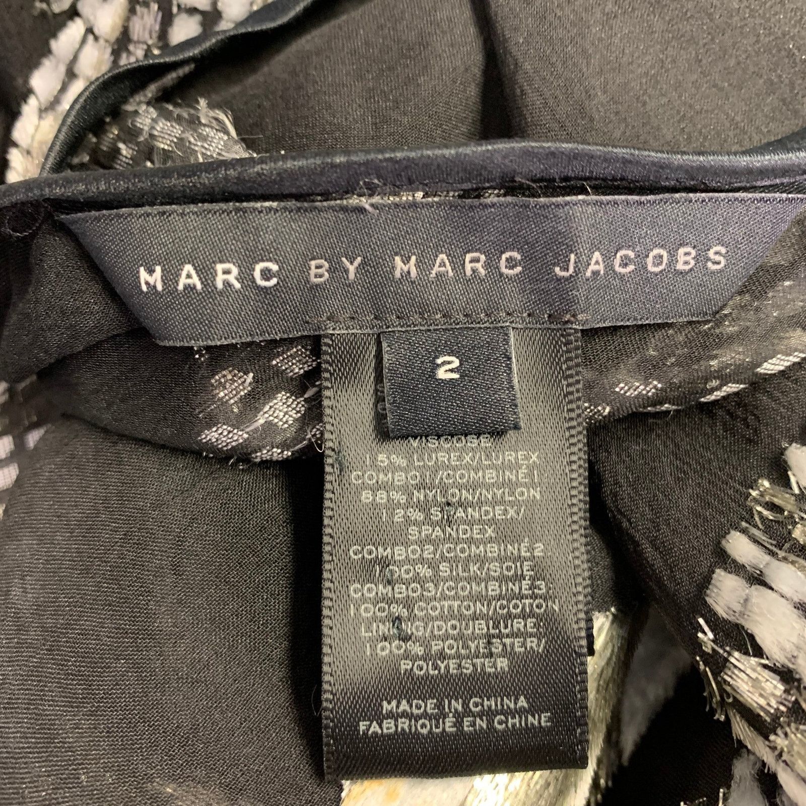 Marc Jacobs Size 2 Black Silver Silk Blend Jacquard Sleeveless Dress Size XS / US 0-2 / IT 36-38 - 8 Thumbnail