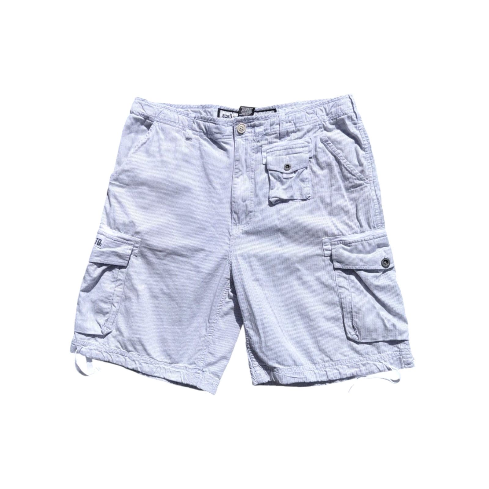 Ecko Unltd. VINTAGE Marc Ecko Unltd Grey Pinstripe Cargo Shorts Size 36 RARE Mens Regular 36 Gray Cargo Size US 36 / EU 52 - 2 Thumbnail