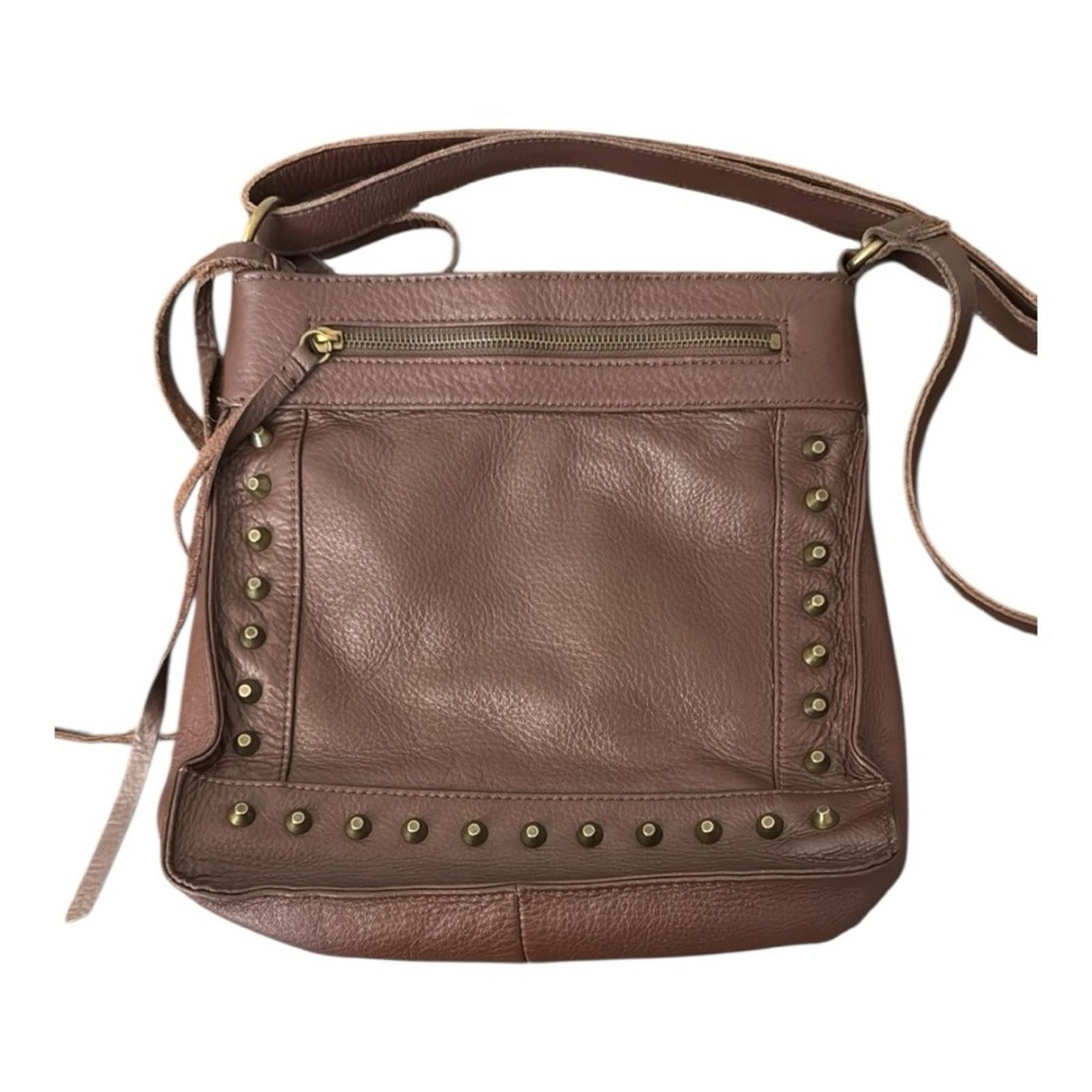 Lucky Brand Lucky Brand Dixie Brown Leather Studded Crossbody Purse Size ONE SIZE - 1 Thumbnail