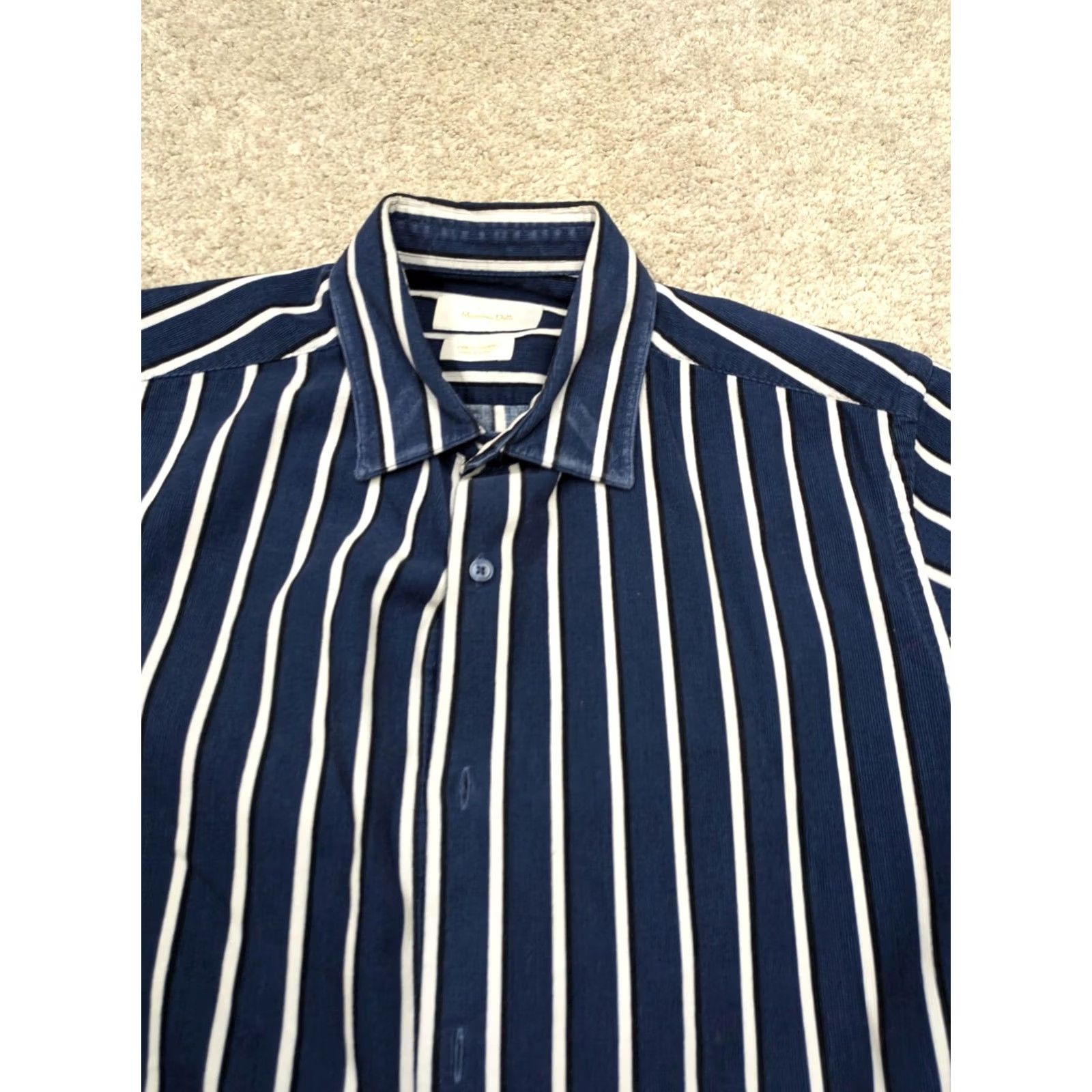 Massimo Dutti Massimo Dutti Mens Medium Blue Stripe Button Front Long Sleeve Shirt Size US M / EU 48-50 / 2 - 4 Thumbnail