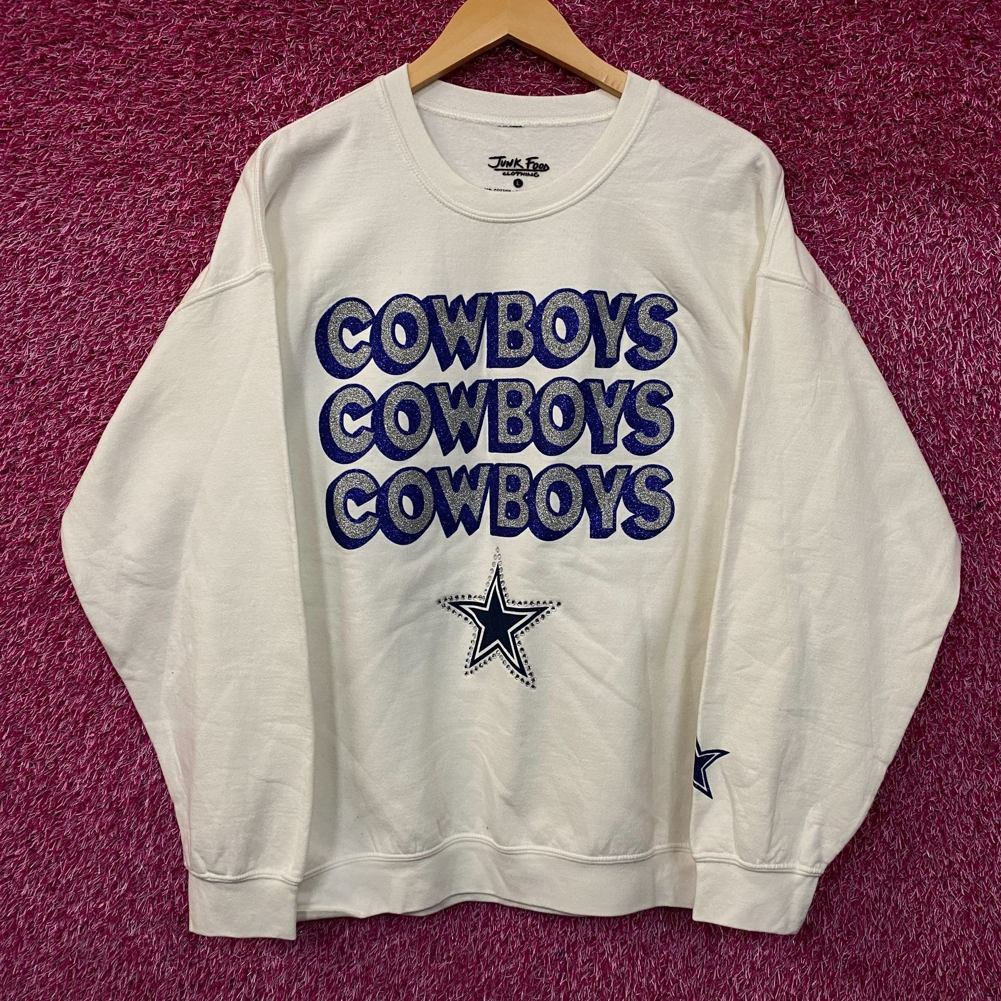 Junk Food Junk Food Clothing Dallas Cowboys Repeat Bling Glitter Crewn Size US L / EU 52-54 / 3 - 1 Thumbnail
