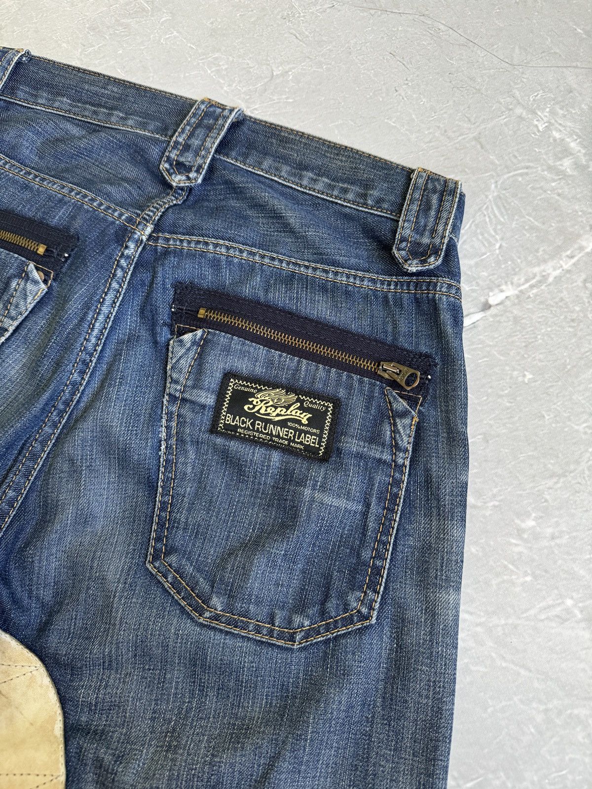 Replay VTG Y2k Replay Denim Leather Baggy Jeans Distressed if6was9 Size US 29 - 21 Thumbnail