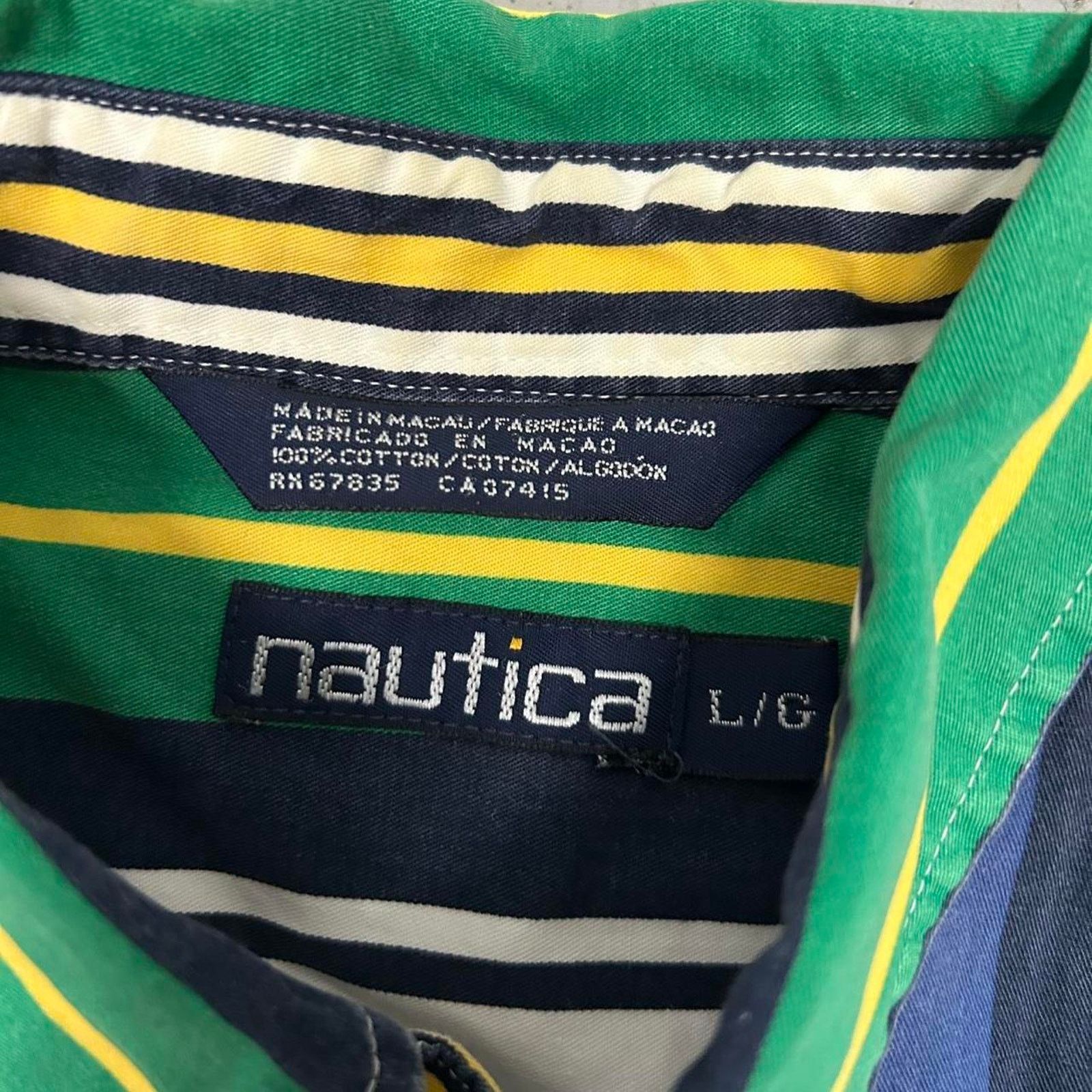 Nautica VTG/Y2K Nautica Green striped button-up long sleeve shirt Size US L / EU 52-54 / 3 - 3 Thumbnail