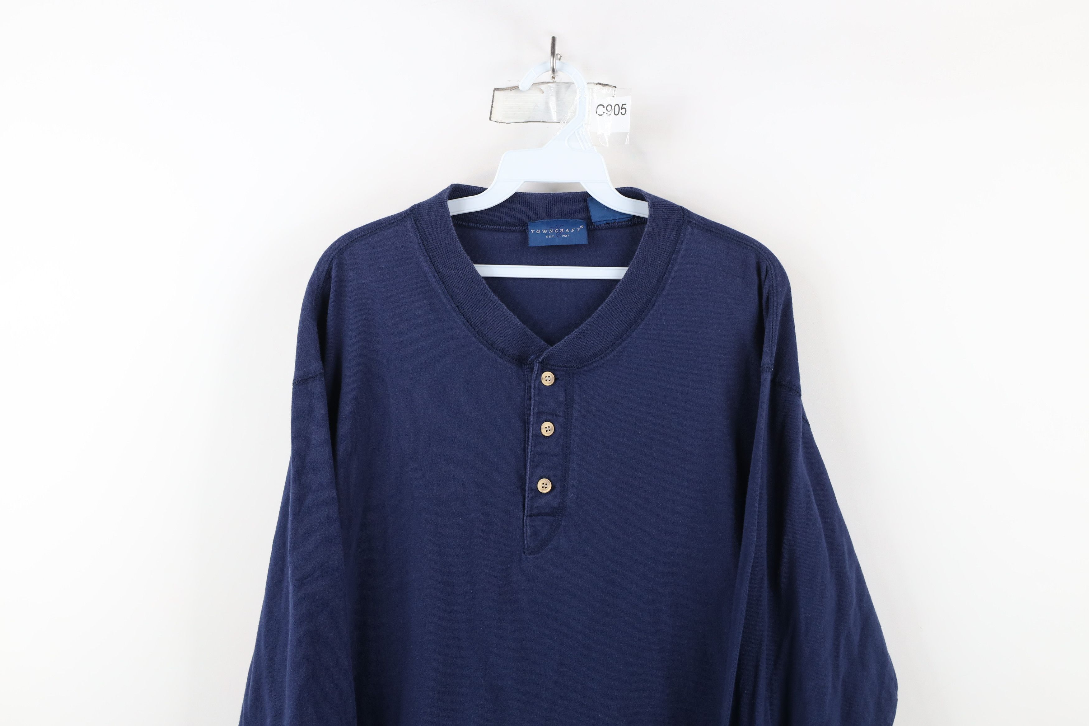 Vintage Vintage 90s Streetwear Blank Long Sleeve Henley T-Shirt Size US XL / EU 56 / 4 - 2 Thumbnail
