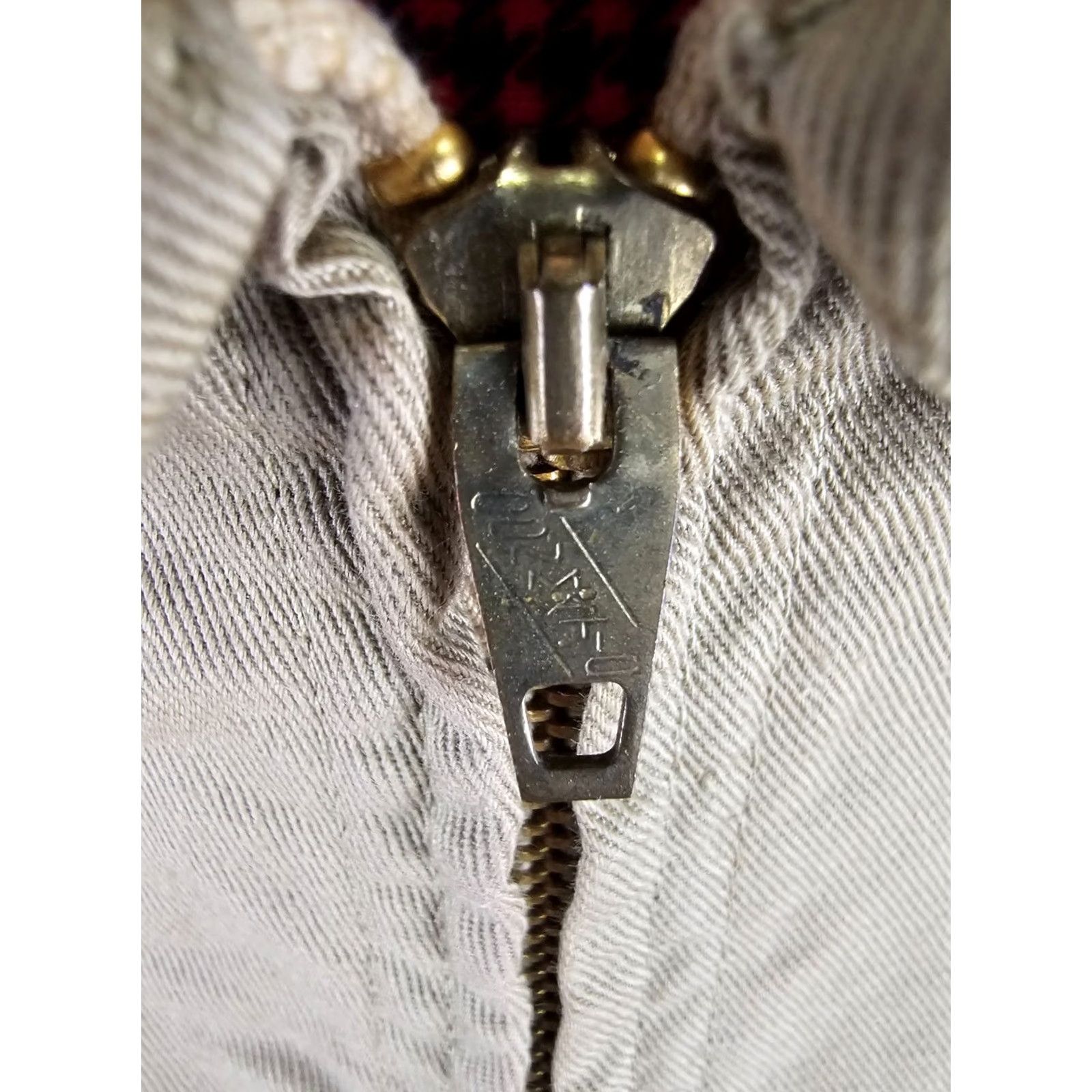Vintage VINTAGE Unbranded CONMATIC ZIPPER RED FLANEL LINING WORK COTTON JACKET 40 Jacket Mens Beige 50s 22 INCH 24 INCH 23 INCH Size US XXS / EU 40 - 4 Thumbnail