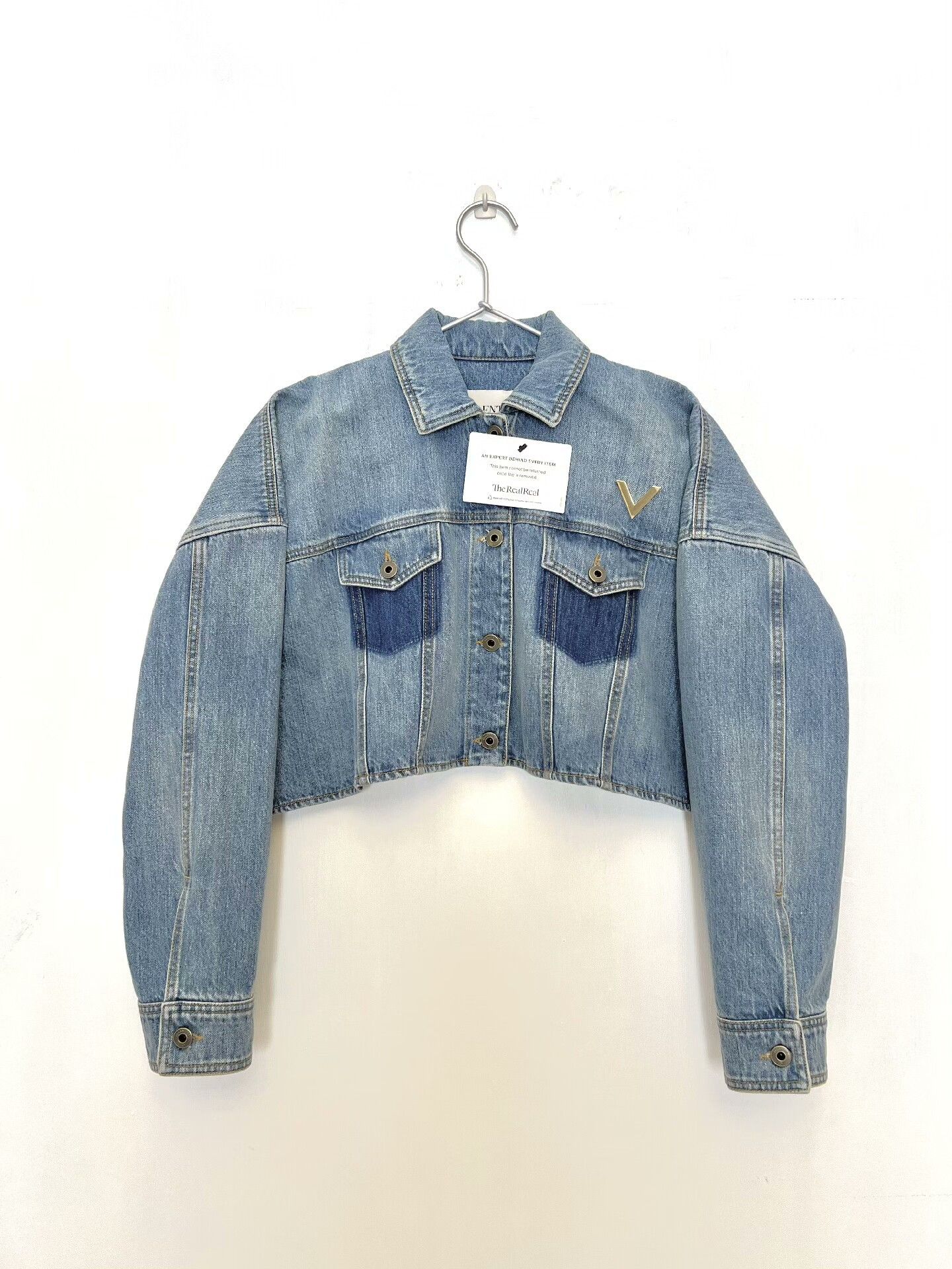Valentino Denim Cape Jacket with V Logo