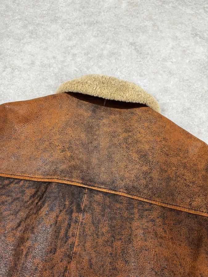 Dolce & Gabbana 2000s Dolce & Gabbana Aged Brown Leather Shearling Jacket Size US L / EU 52-54 / 3 - 6 Thumbnail