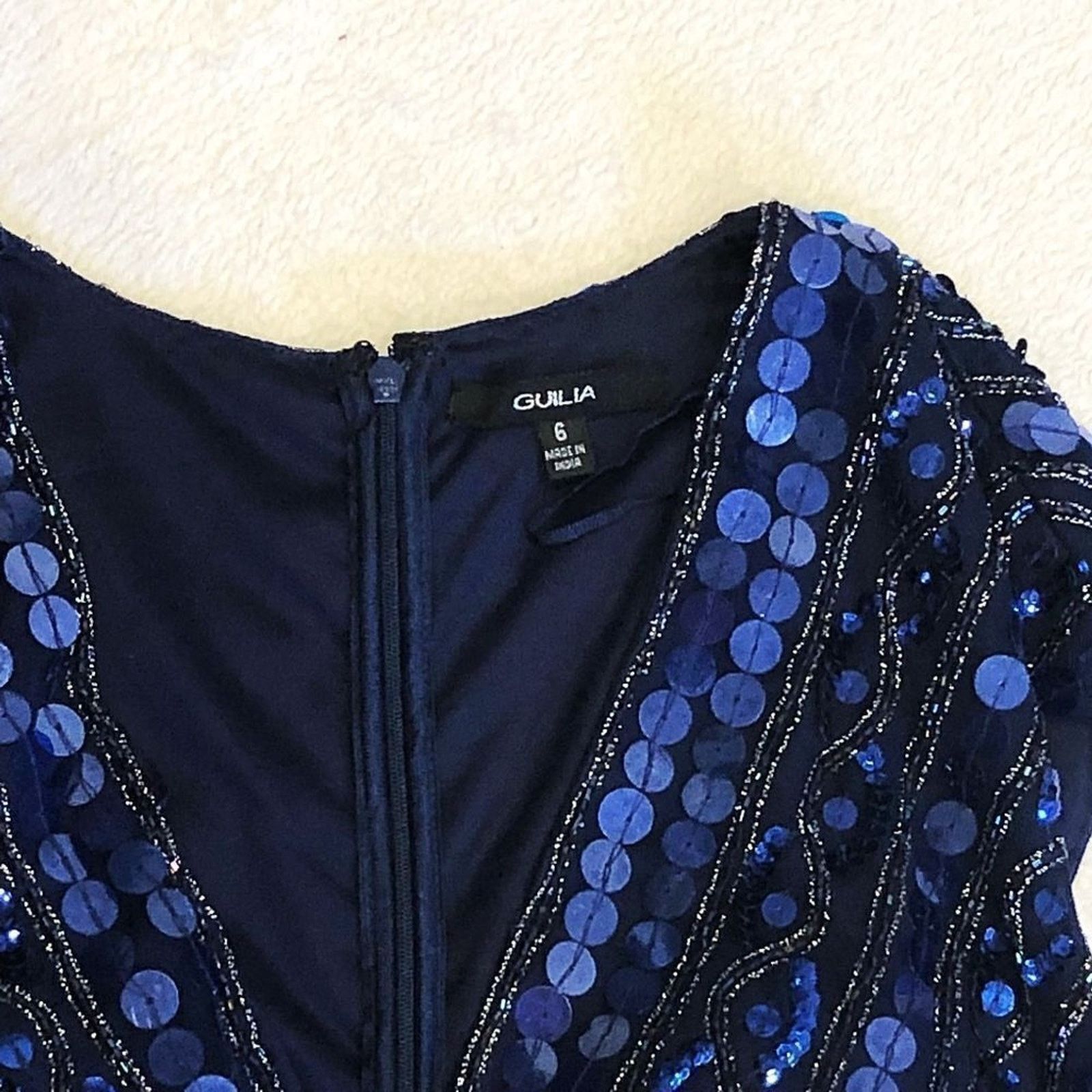 Other Giulia Embellished Cap Sleeve V-Neck Blue Midi Dress | Sz 6 Size M / US 6-8 / IT 42-44 - 4 Thumbnail