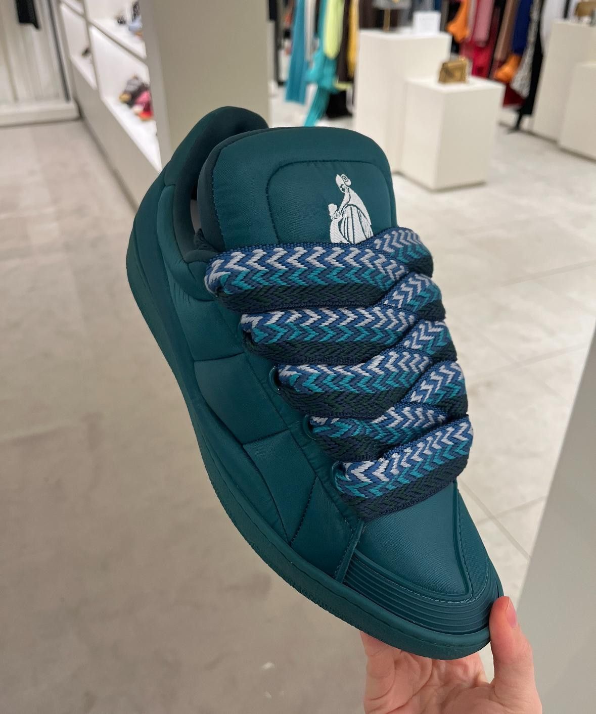 Lanvin o1w1db11024 Curb Low Top Sneakers in Green Size US 8 / EU 41 - 1 Thumbnail
