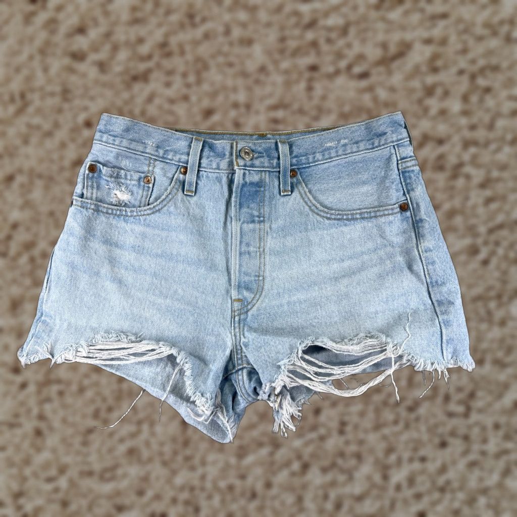 Levi's Levi's Shorts Womens 28 Blue Denim Jean Cutoff Premium Big E 501 Button Fly 28x3 Size 28" / US 6 / IT 42 - 1 Thumbnail