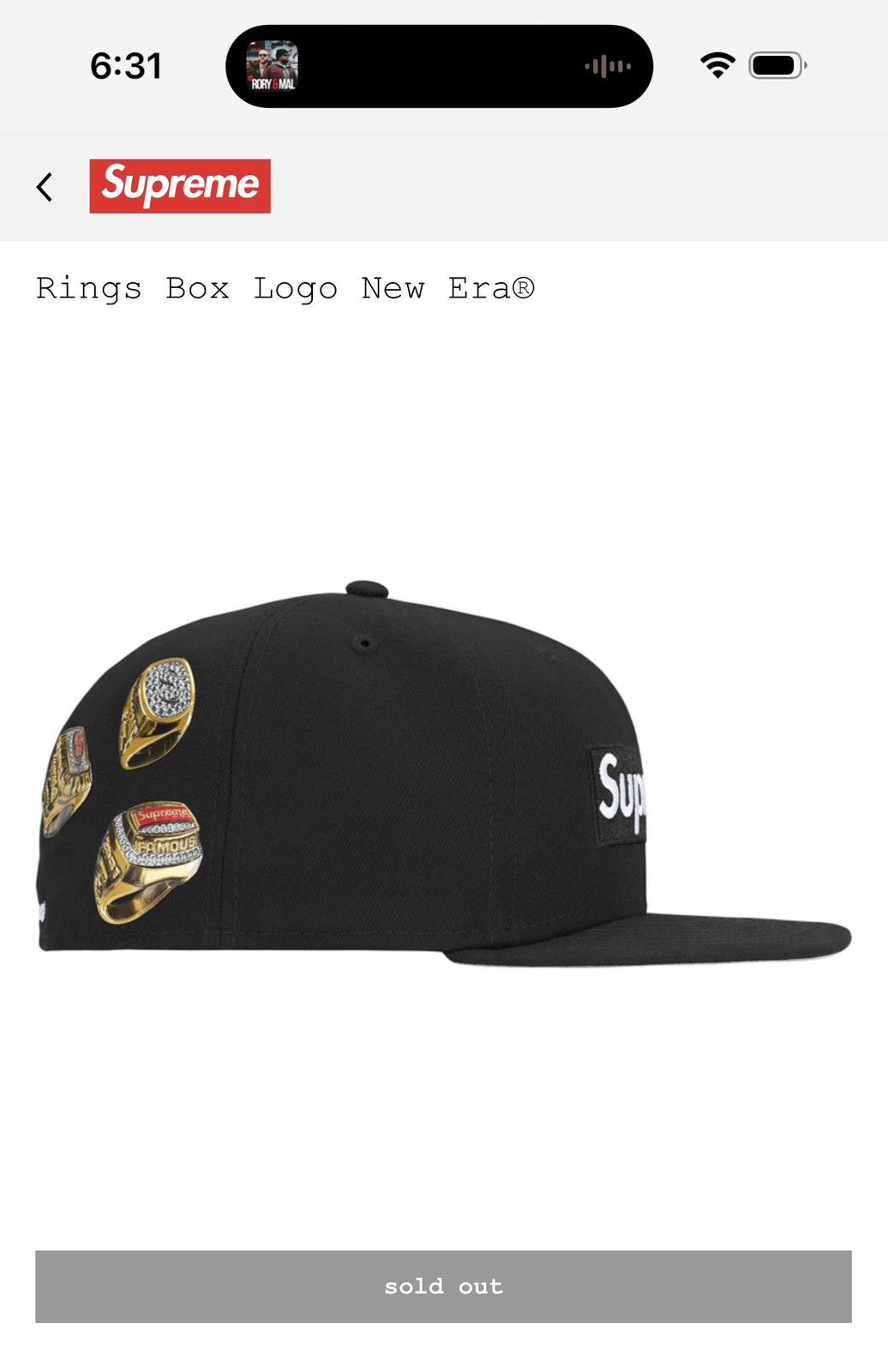 New Era × Supreme Supreme Rings Box Logo New Era® 7 5/8 Black Size ONE SIZE - 3 Thumbnail