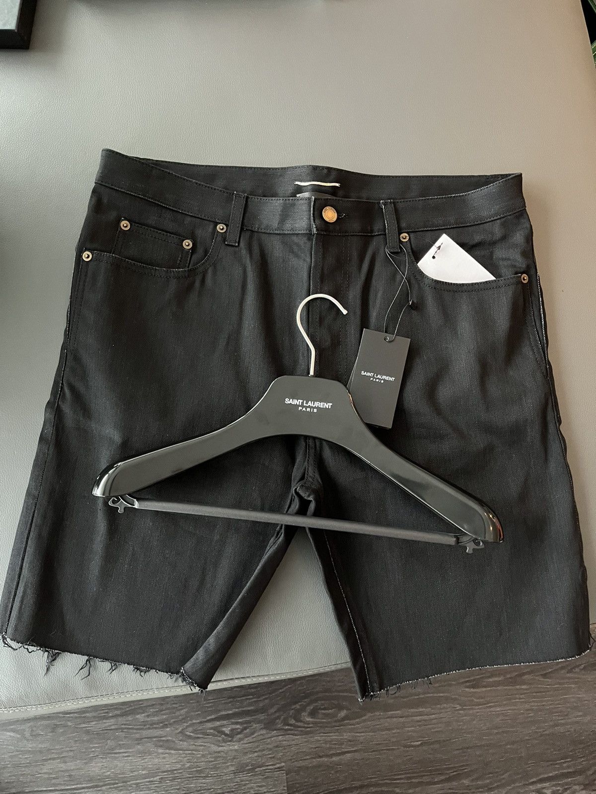 Hedi Slimane × Saint Laurent Paris × Yves Saint Laurent Super Runway Rare Saint Laurent Distressed Denim Shorts Size US 34 / EU 50 - 11 Thumbnail