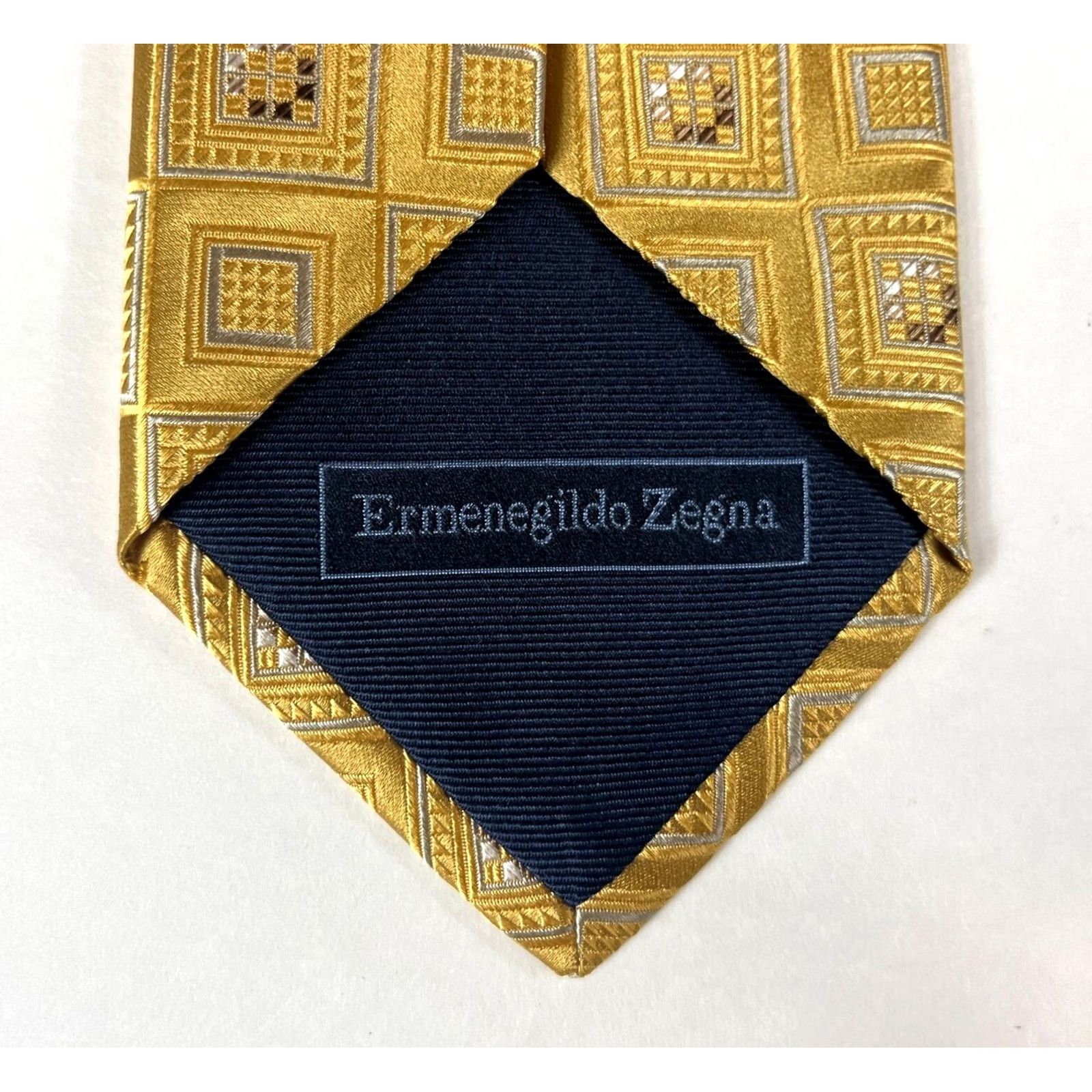 Ermenegildo Zegna Ermenegildo Zegna Tie Woven Silk Geometric Textured Gold Made in Italy Men's Size ONE SIZE - 7 Thumbnail