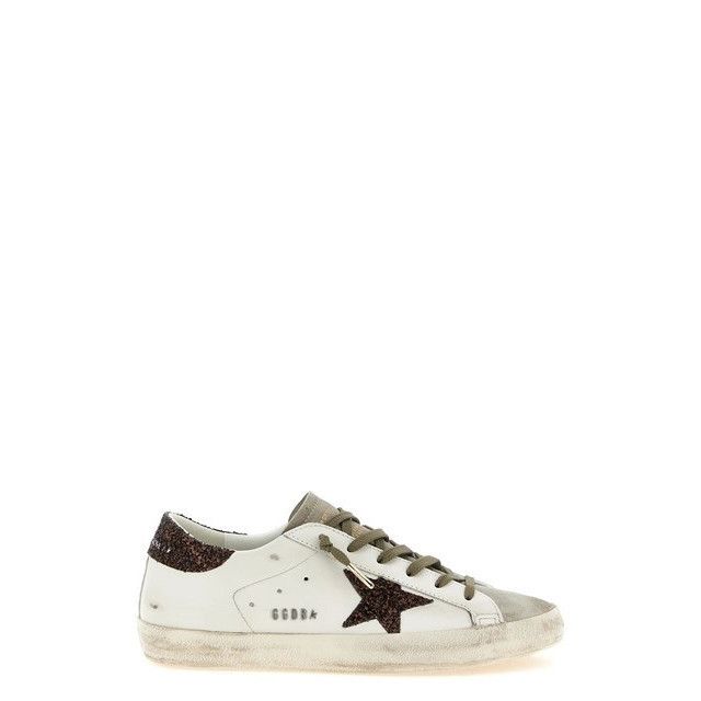 GOLDEN GOOSE Super Star Women's White/Brown Glitter Sneakers