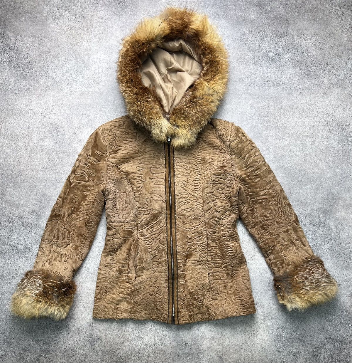 Vintage japanese hooded fur fancy jacket