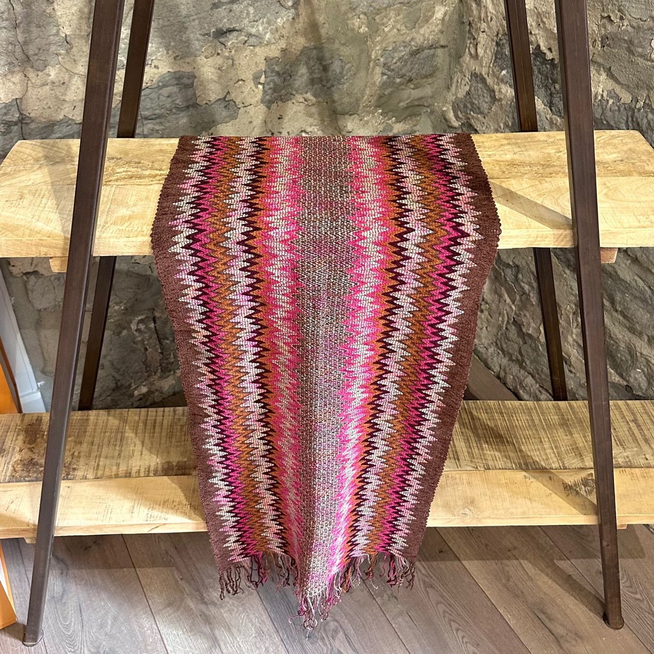 Missoni Missoni Pink Brown Zigzag Chenille Scarf Size ONE SIZE - 3 Thumbnail