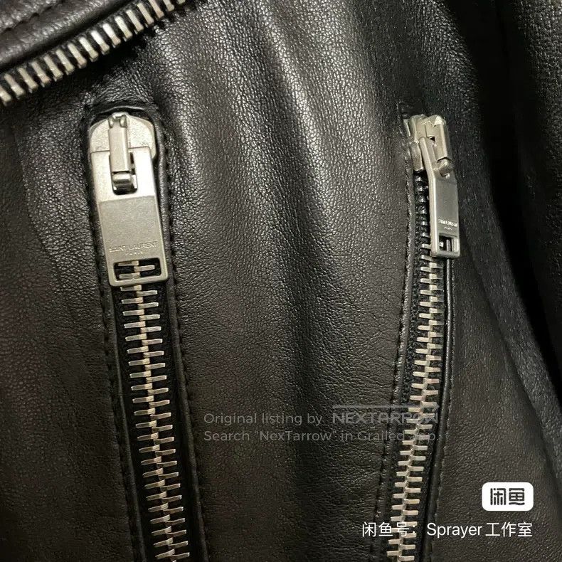Saint Laurent Paris Saint Laurent Paris Leather jacket with lamb fur Size US L / EU 52-54 / 3 - 4 Thumbnail