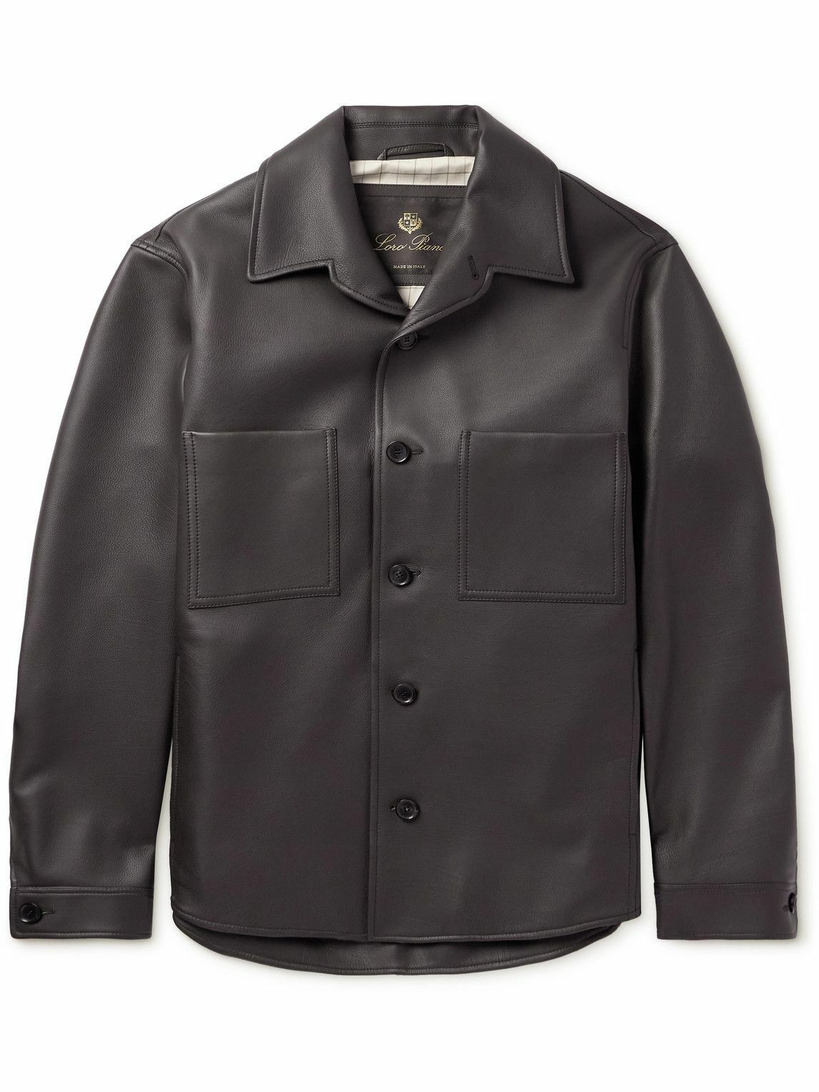 Loro Piana o1w1db10226 FAP2182 Evandro Leather Overshirt in Brown Size US XL / EU 56 / 4 - 1 Thumbnail