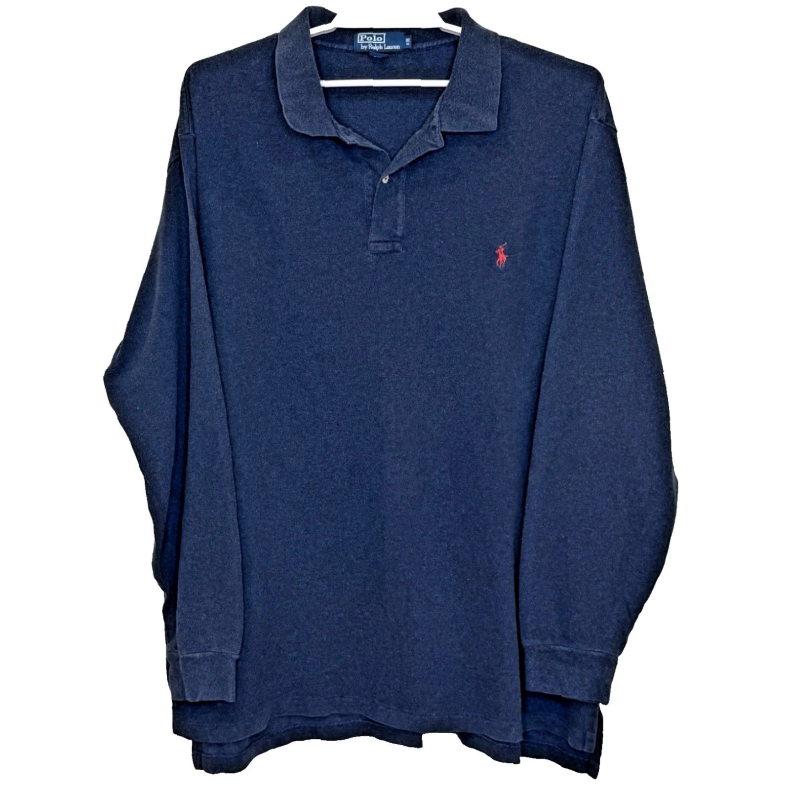 Polo Ralph Lauren VINTAGE Polo Ralph Lauren Pique Long Sleeve Polo Shirt 3XLT Mens Dark Blue Logo Classic Preppy 100% Cotton Slit Button Collared Regular Tall Shirt Size US XXL / EU 58 / 5 - 2 Thumbnail
