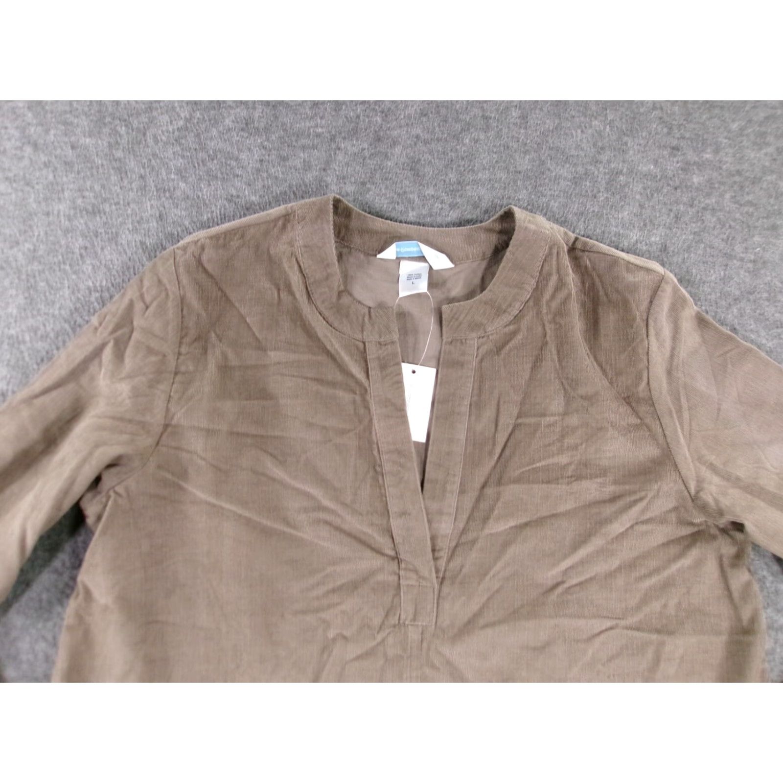 Vintage VINTAGE The Company Store Women Blouse Tunic Long Sleeve V-Neck Casual Solid Regular Size L Brown Cotton 90s Classic Preppy Size L / US 10 / IT 46 - 2 Thumbnail