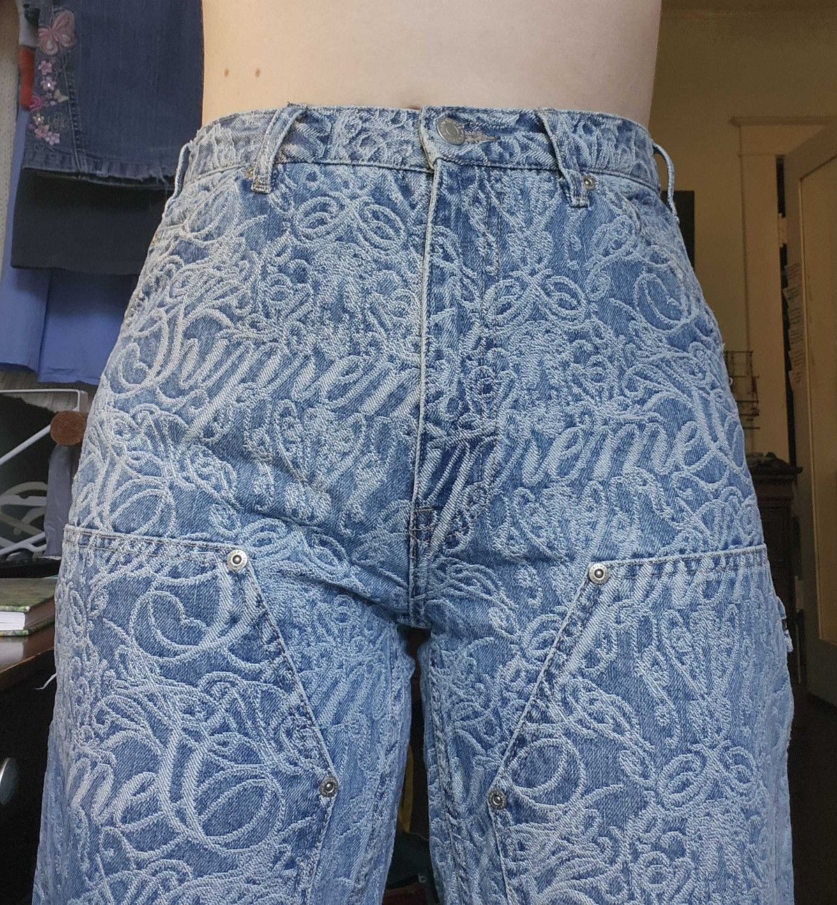 Other Supreme Script Jacquard Double Knee Denim Painter Pant Size 30" / US 8 / IT 44 - 5 Thumbnail