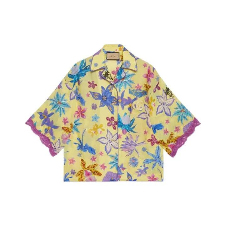 Gucci Gucci Floral Print Short Sleeve Shirt Size M / US 6-8 / IT 42-44 - 1 Thumbnail