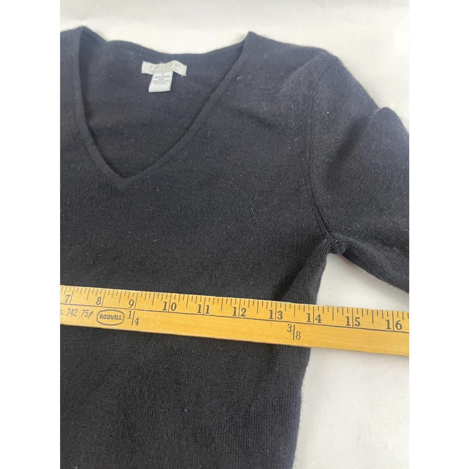Vintage Tweeds Sweater Women's Size Small Black Italian Merino WoolPullover Regular Knit Size S / US 4 / IT 40 - 3 Thumbnail