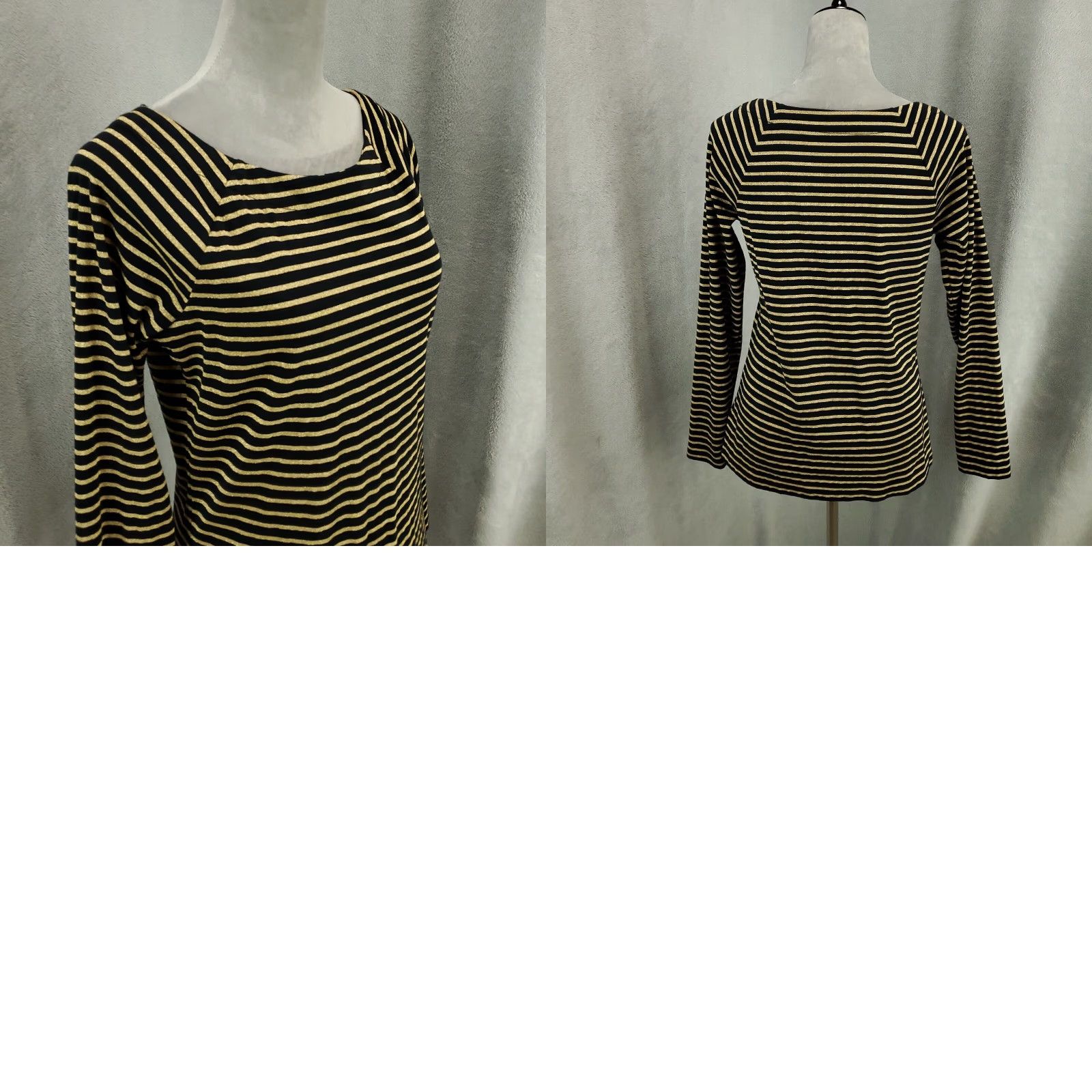 Ralph Lauren Womens Ralph Lauren Sweater Large Black Shimmer Sparkle Gold Stripes Lightweight Size L / US 10 / IT 46 - 8 Thumbnail