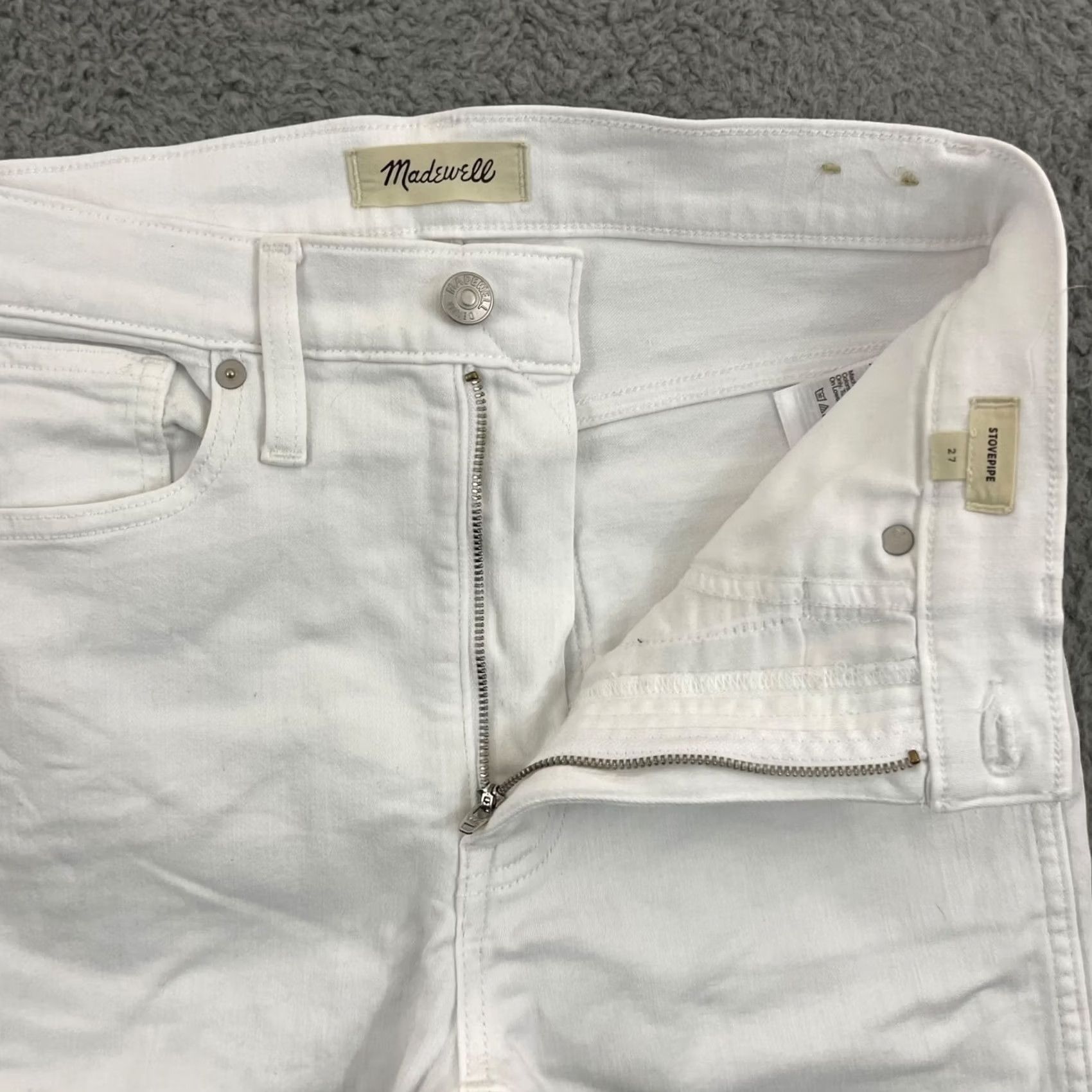 Madewell Madewell Jeans Women's 28x26 Stovepipe White High Waisted Stretch 5-Pocket Denim Size 27" / US 4 / IT 40 - 4 Thumbnail