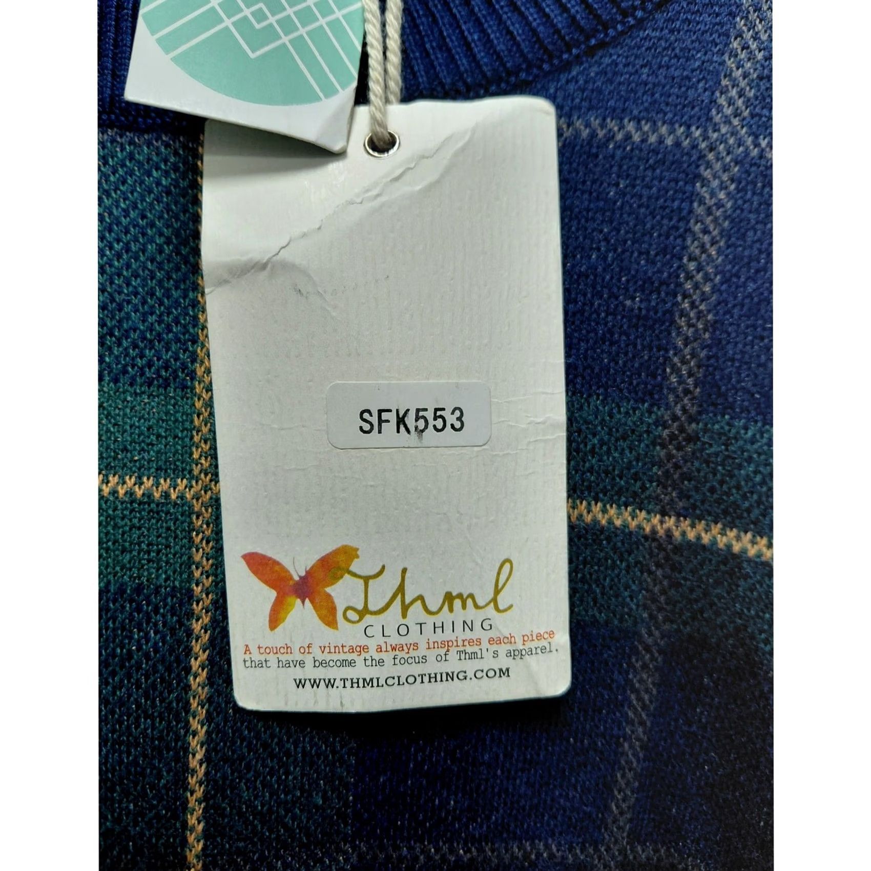 Vintage THML Plaid Knit Sweater Blue Green Long Sleeve Crew Neck Women Size XL Size XL / US 12-14 / IT 48-50 - 6 Thumbnail