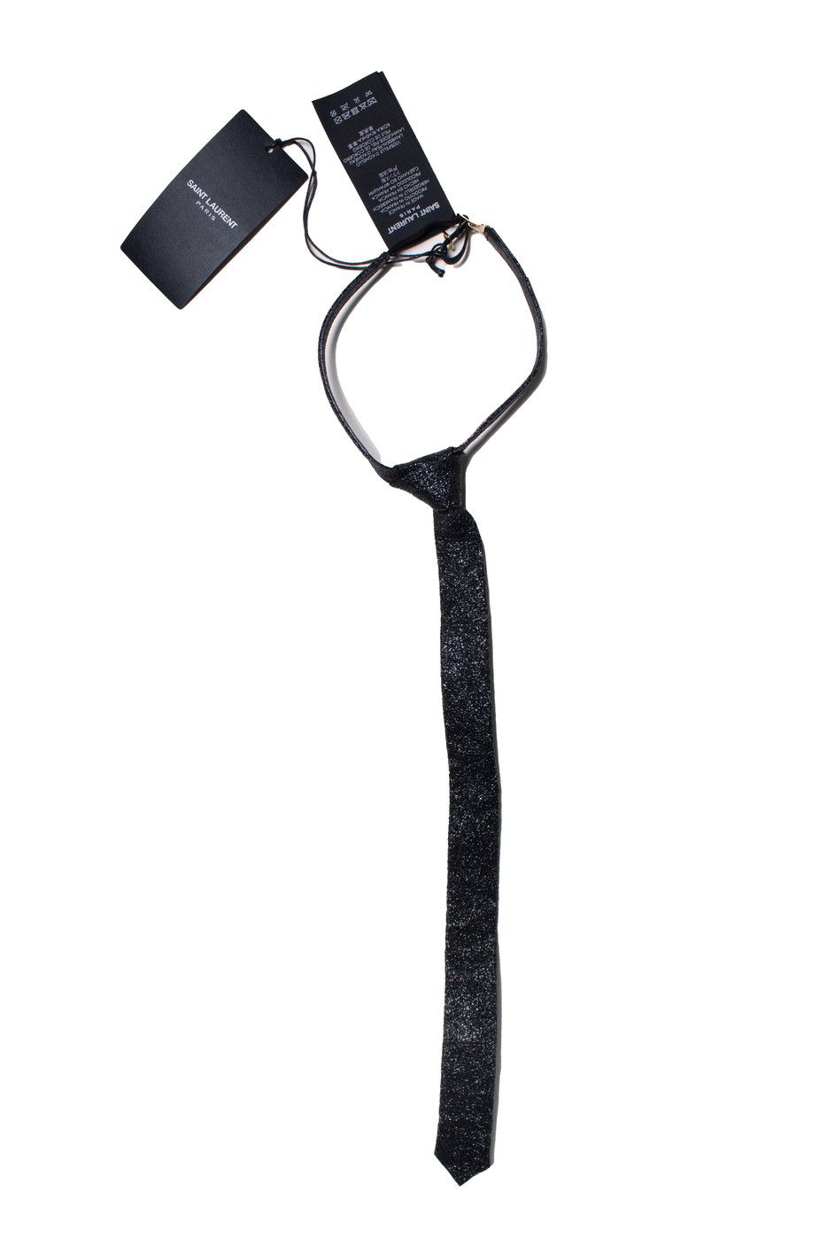 Saint Laurent Paris Saint Laurent black leather tie Hedi Slimane