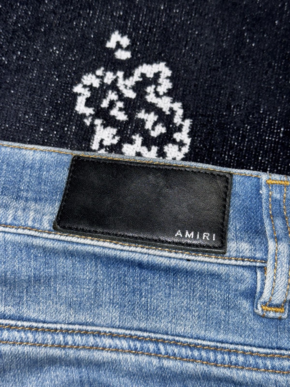 Amiri AMIRI BLUE DISTRESSED TRASHED JEANS Size US 31 - 13 Thumbnail