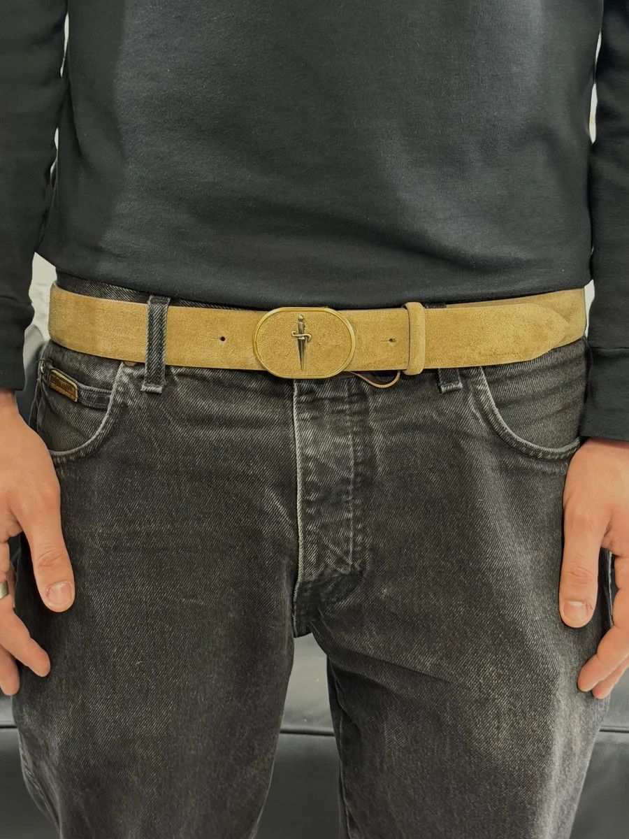 Vintage Cesare Paciotti Dagger Buckle Belt Beige Suede Belt Size ONE SIZE - 1 Thumbnail
